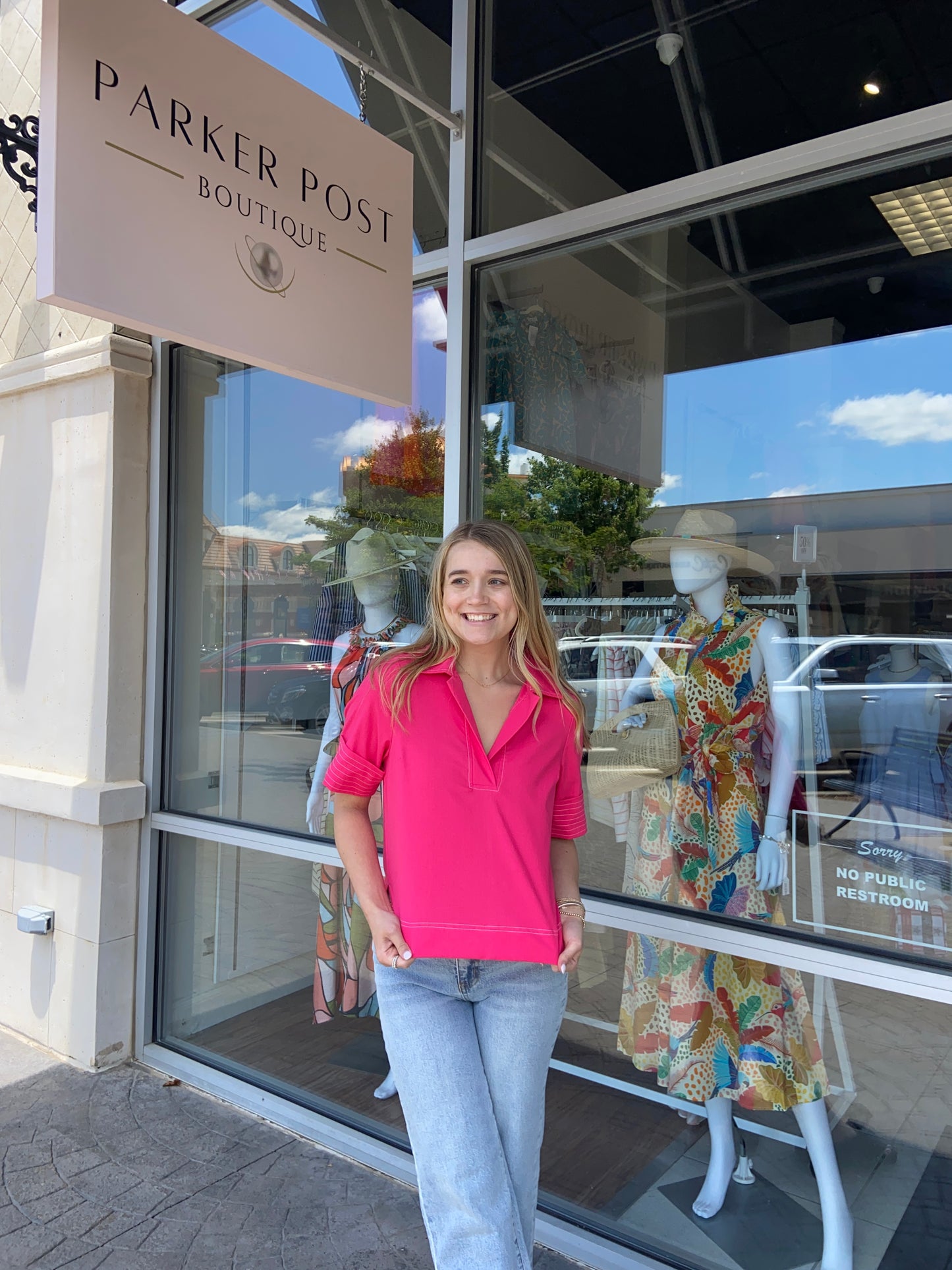 Peaches Collard V-neck Top