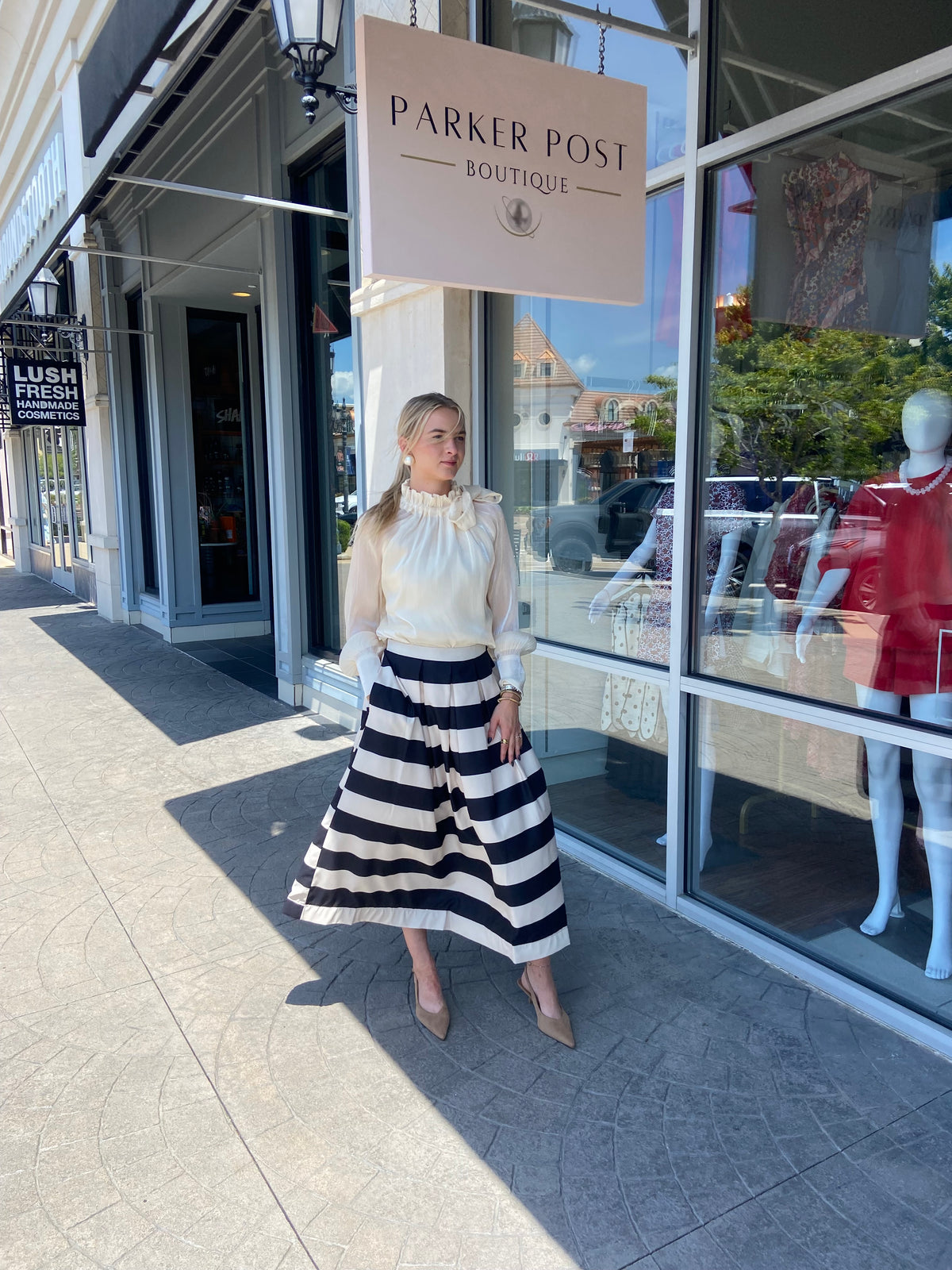Marlee Champagne Ruffle Neck Blouse