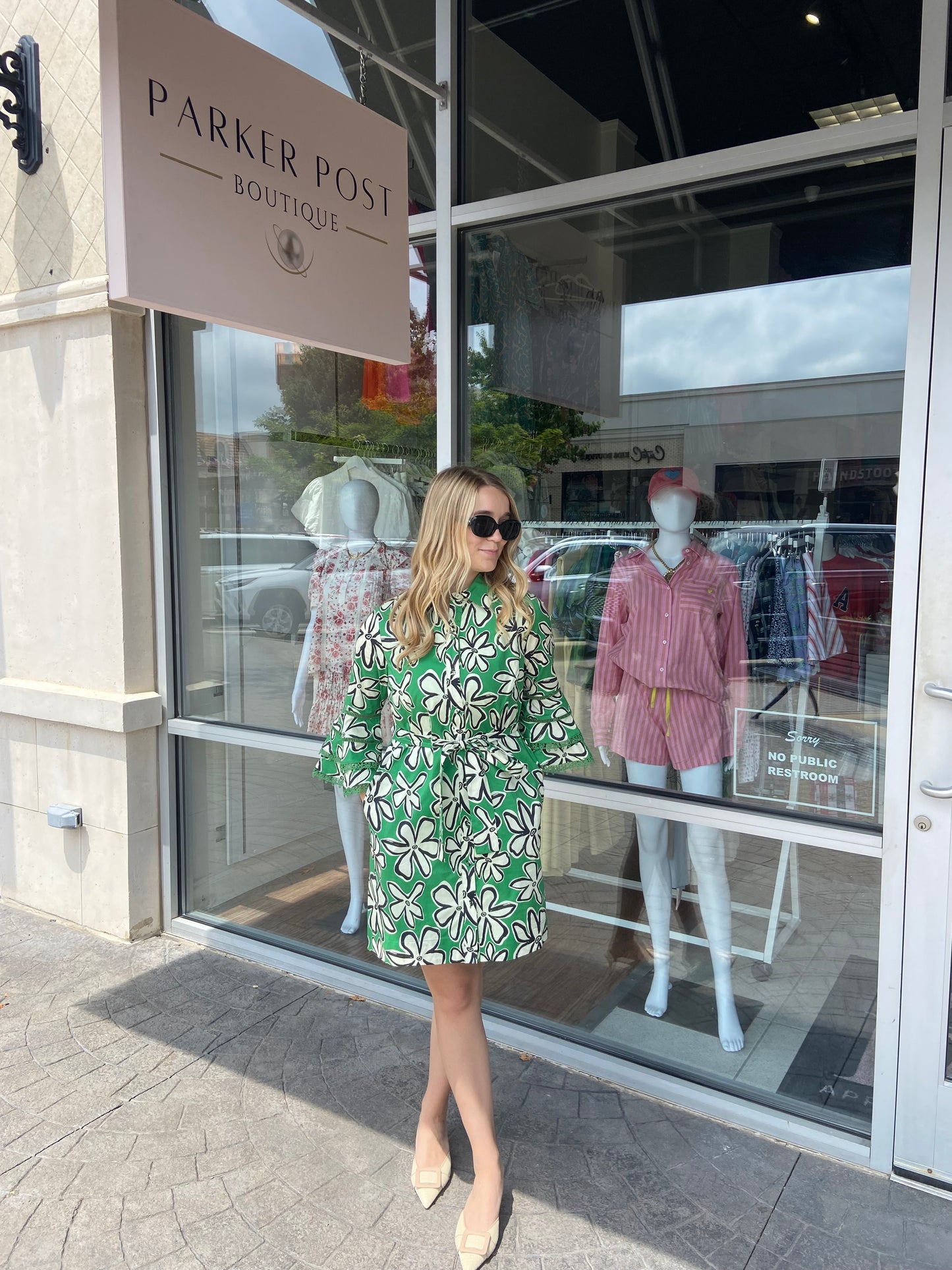JOY JOY Green Willow Petal Shirt Dress