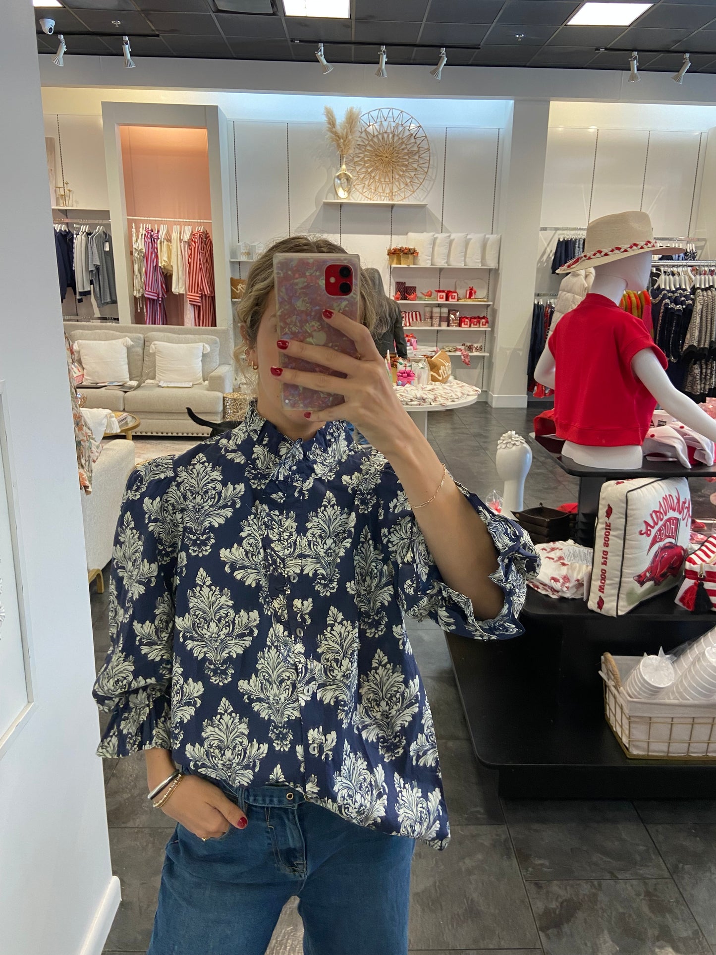 Amber Navy Floral Blouse