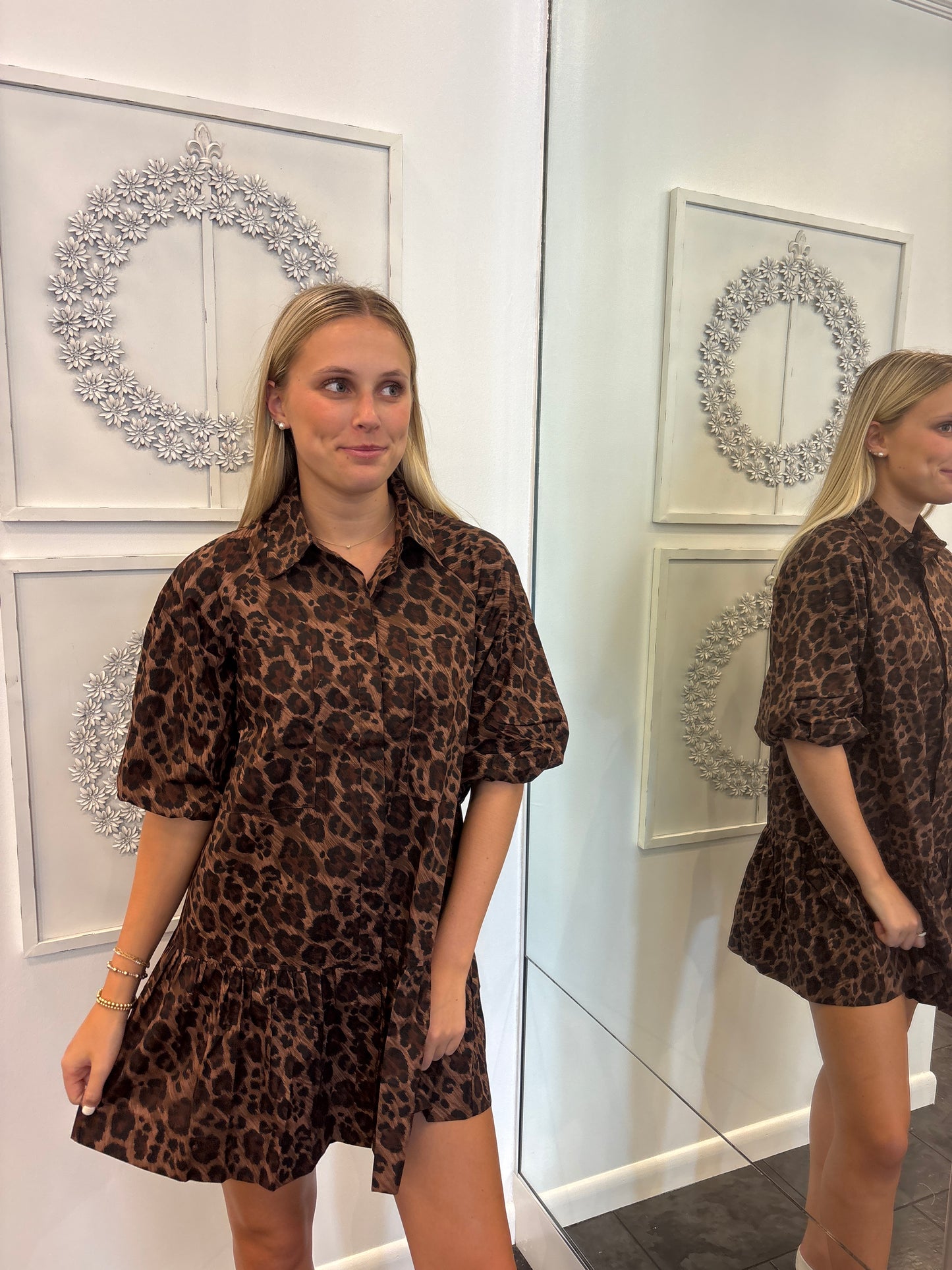 KARLIE Leopard Ana Pocket Dress
