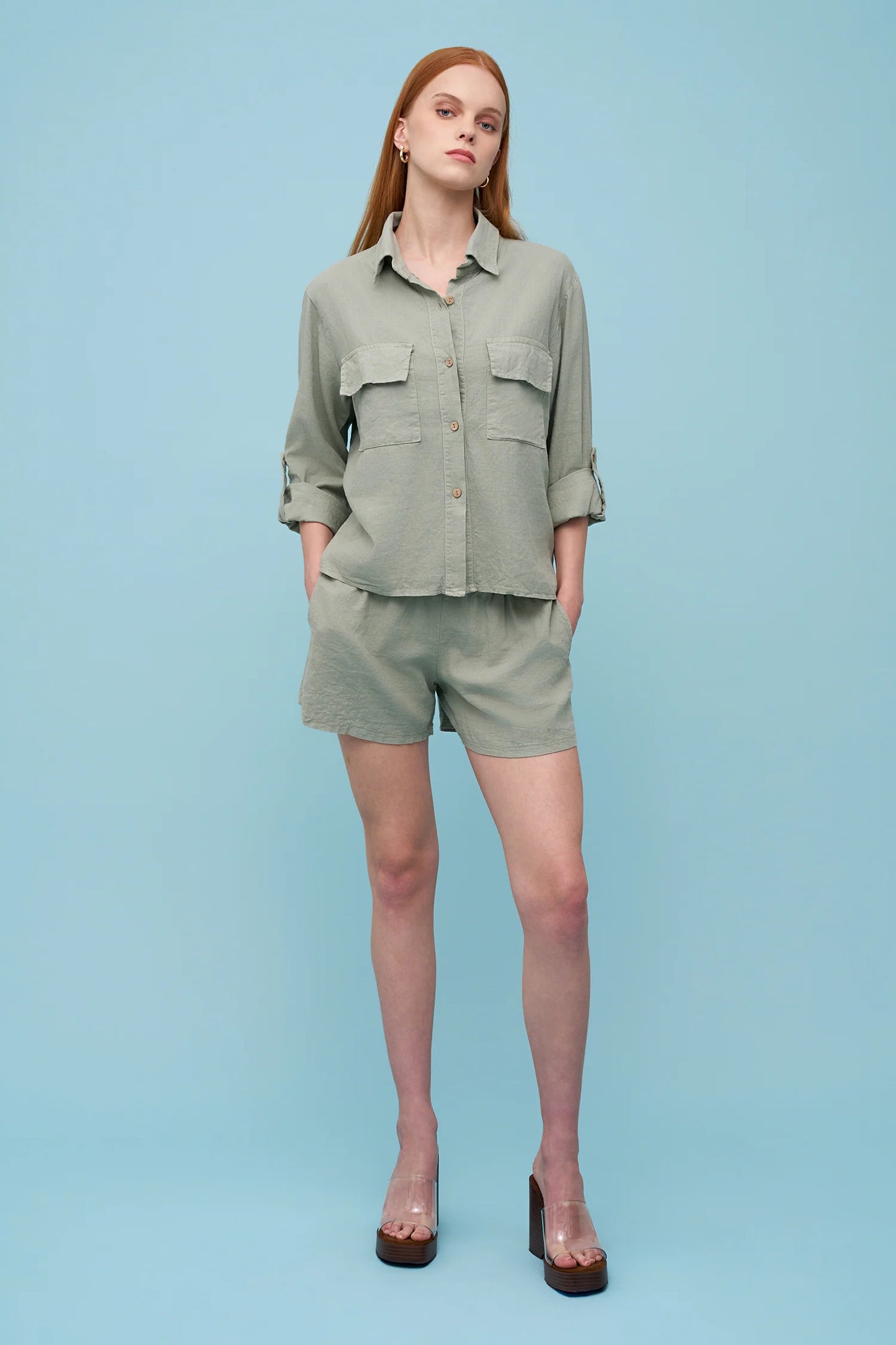 ASTRID Beach Sand Boyfriend Top and Short Set