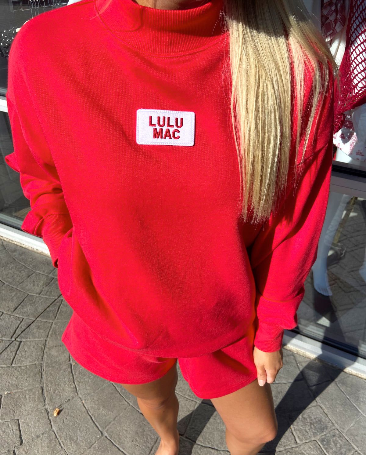 LULU MAC Red Terry Cloth Sweatshirt