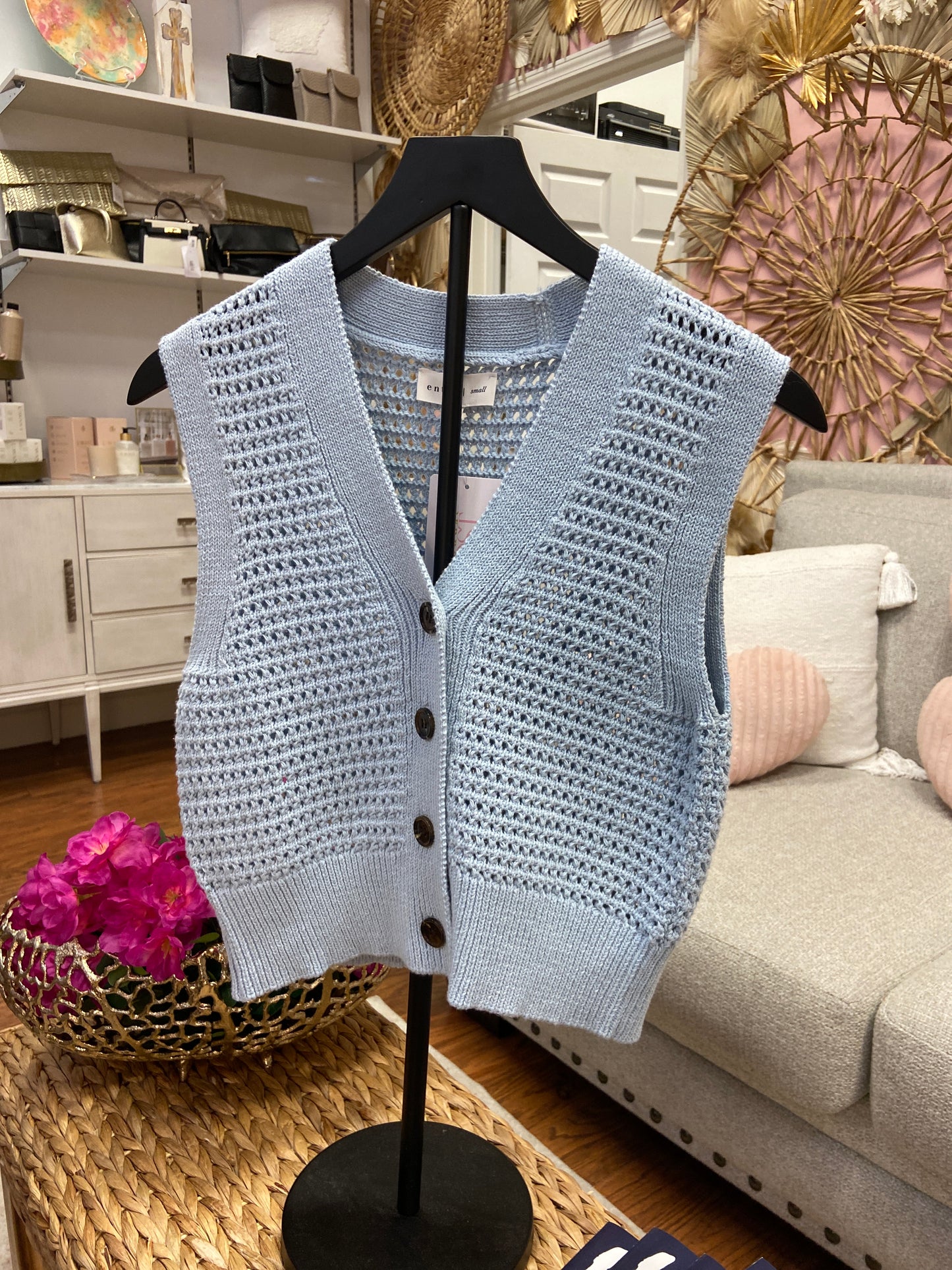 Morris Blue Knit Sweater Vest