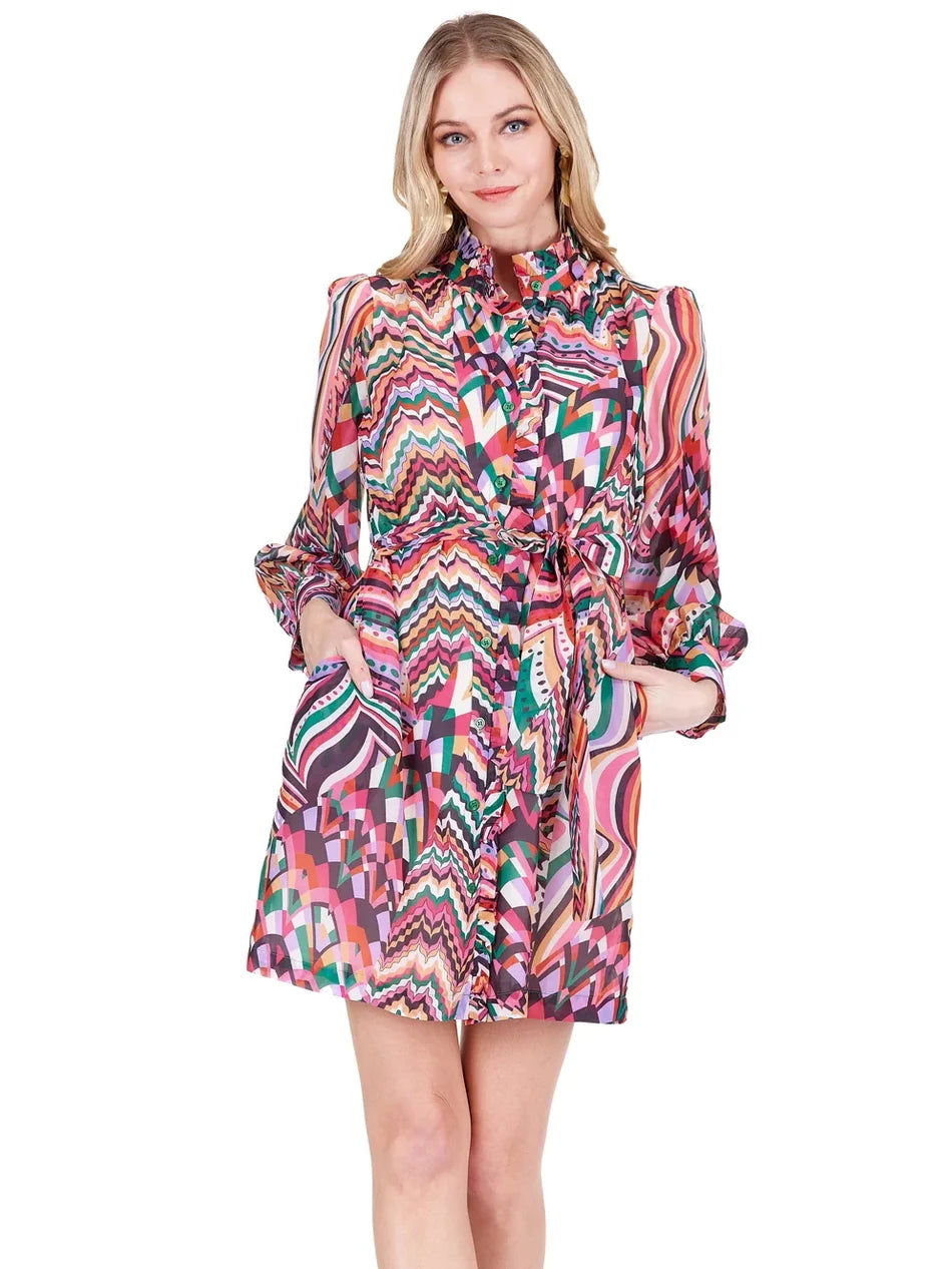 JOY JOY Geo Wild Shirt Dress