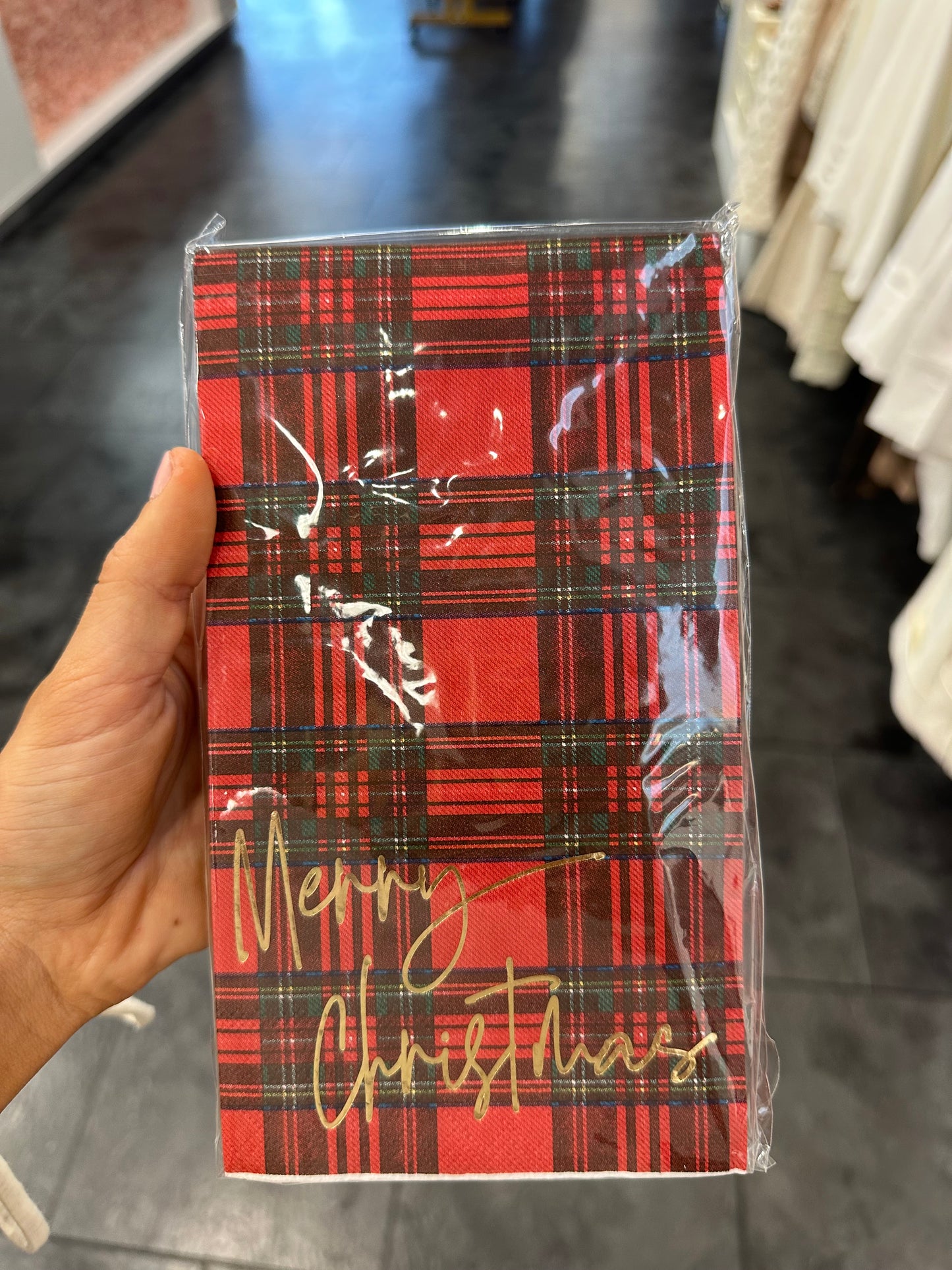 Red Plaid Merry Christmas Napkins