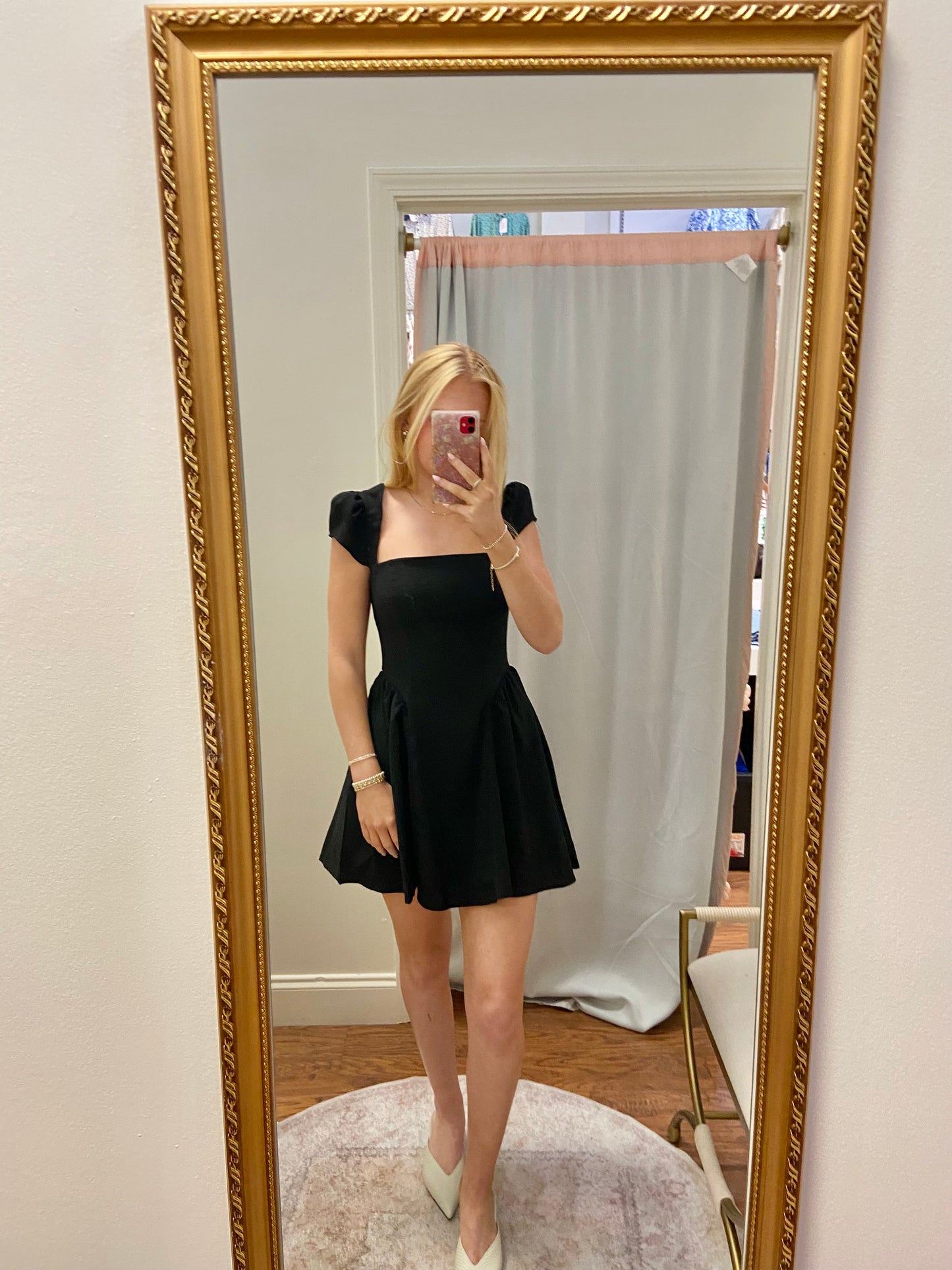 Mallory Black Cap Sleeve Mini Dress