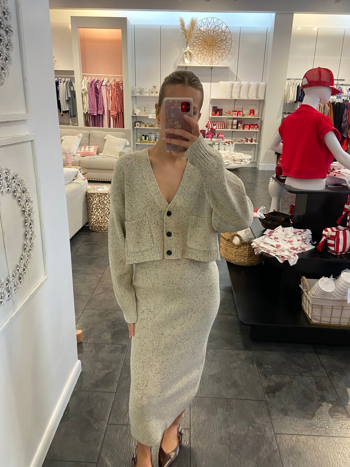 Comfy Cozy Relaxed Cardigan and Skirt Set