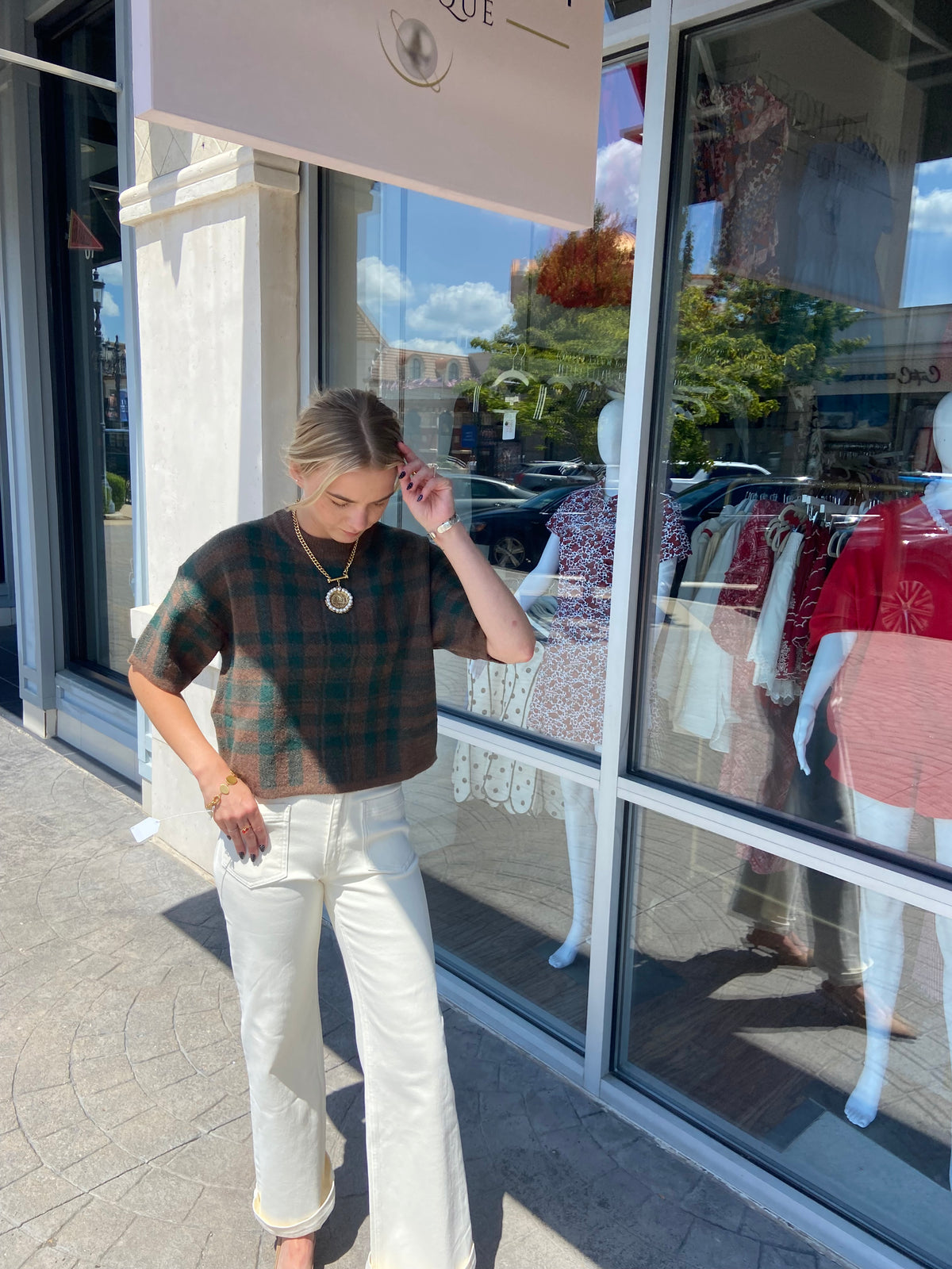 Marty Checkered Crop Sweater
