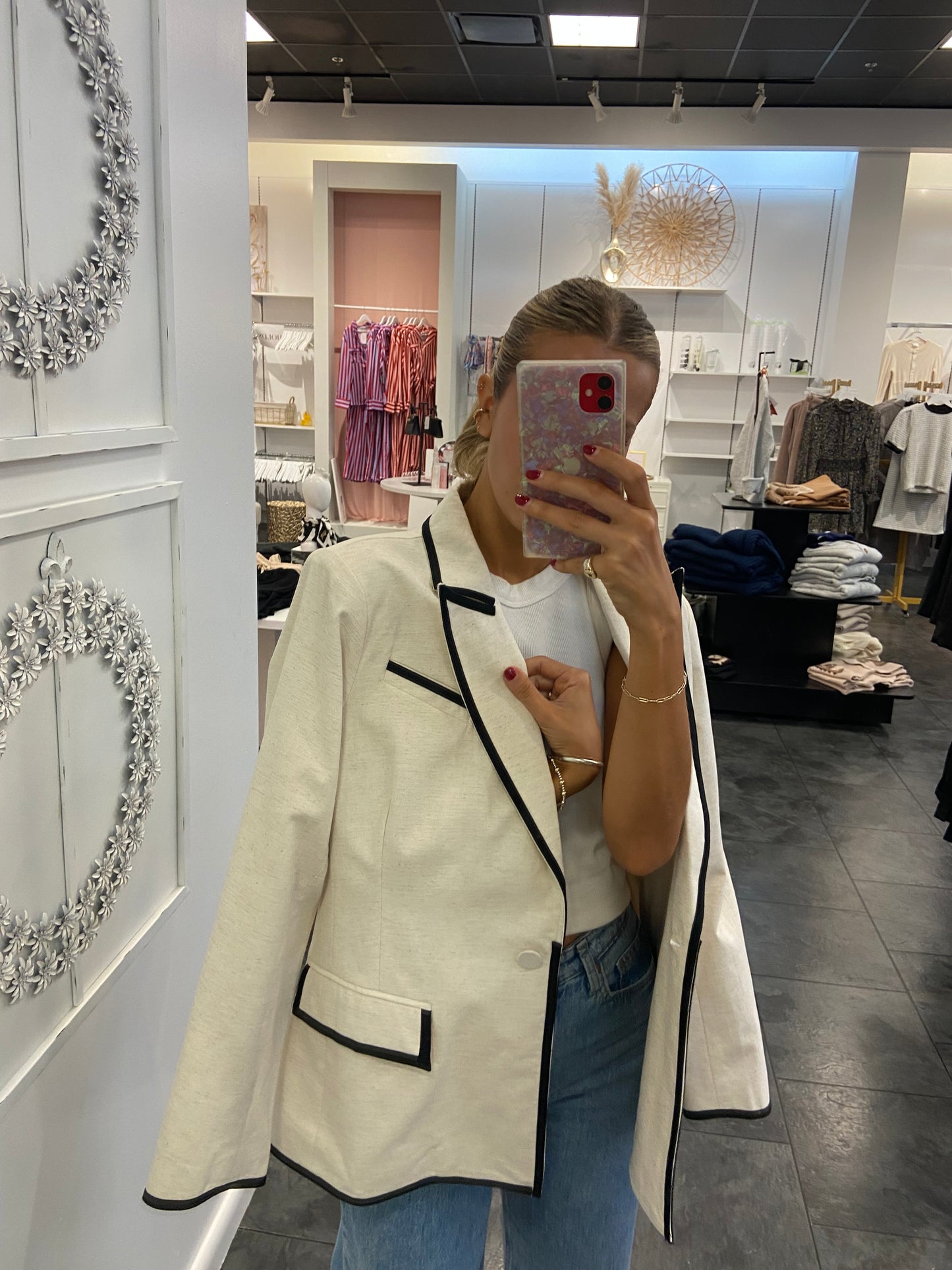 Oatmeal Color Contrast Blazer