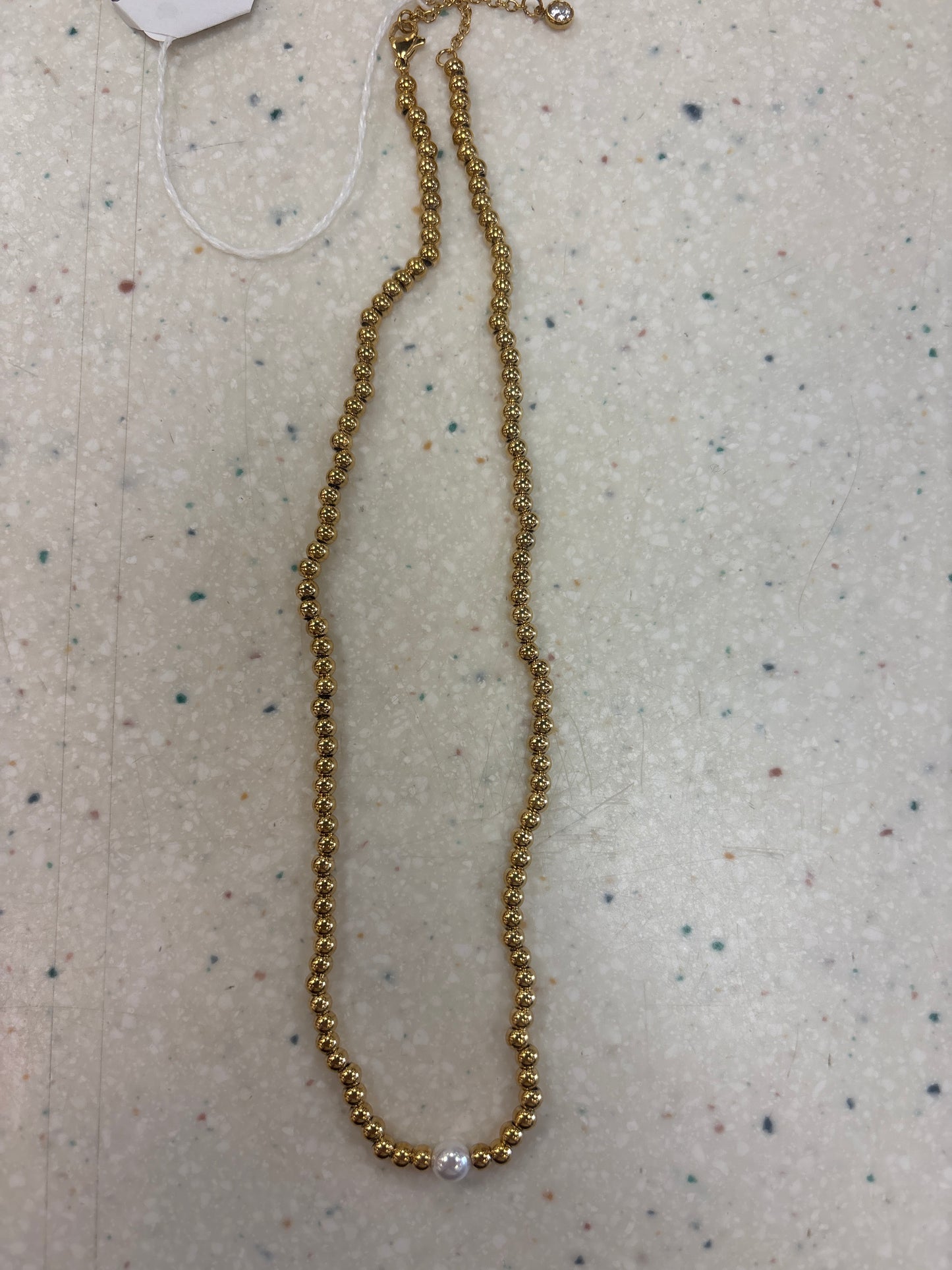 Gold Bead with Pearl Necklace