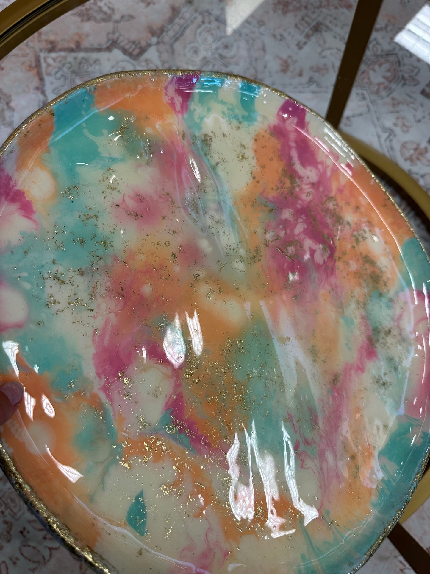 Large Enameled Marble Platter
