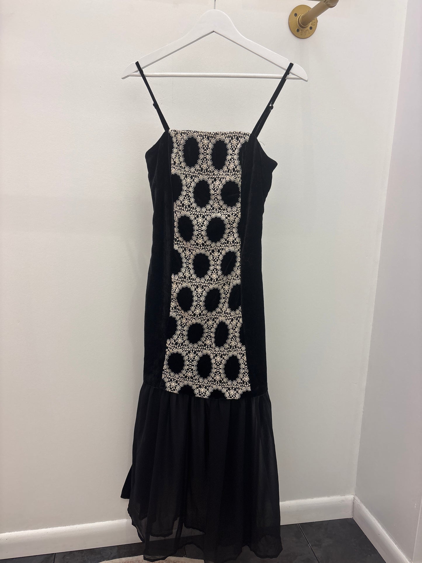 MIlly Crochet Velvet Long Dress