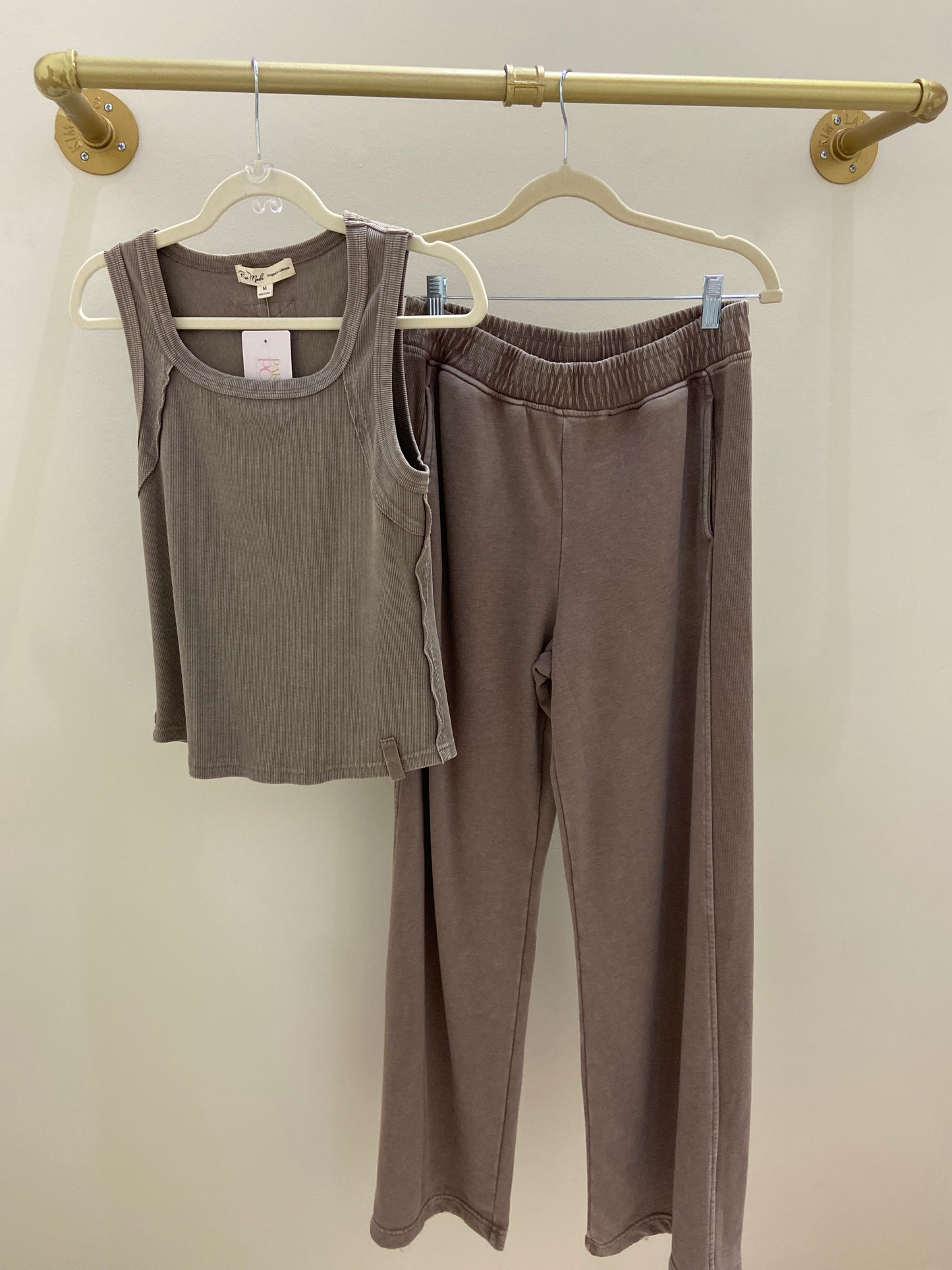 Cafe Ribbed Tank and Pant Set