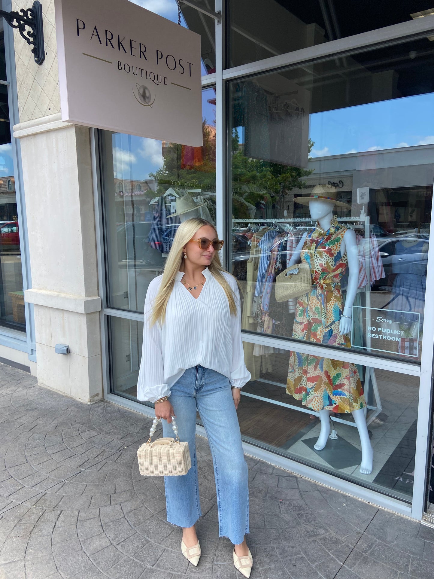 Pleaty Peasant Top, White