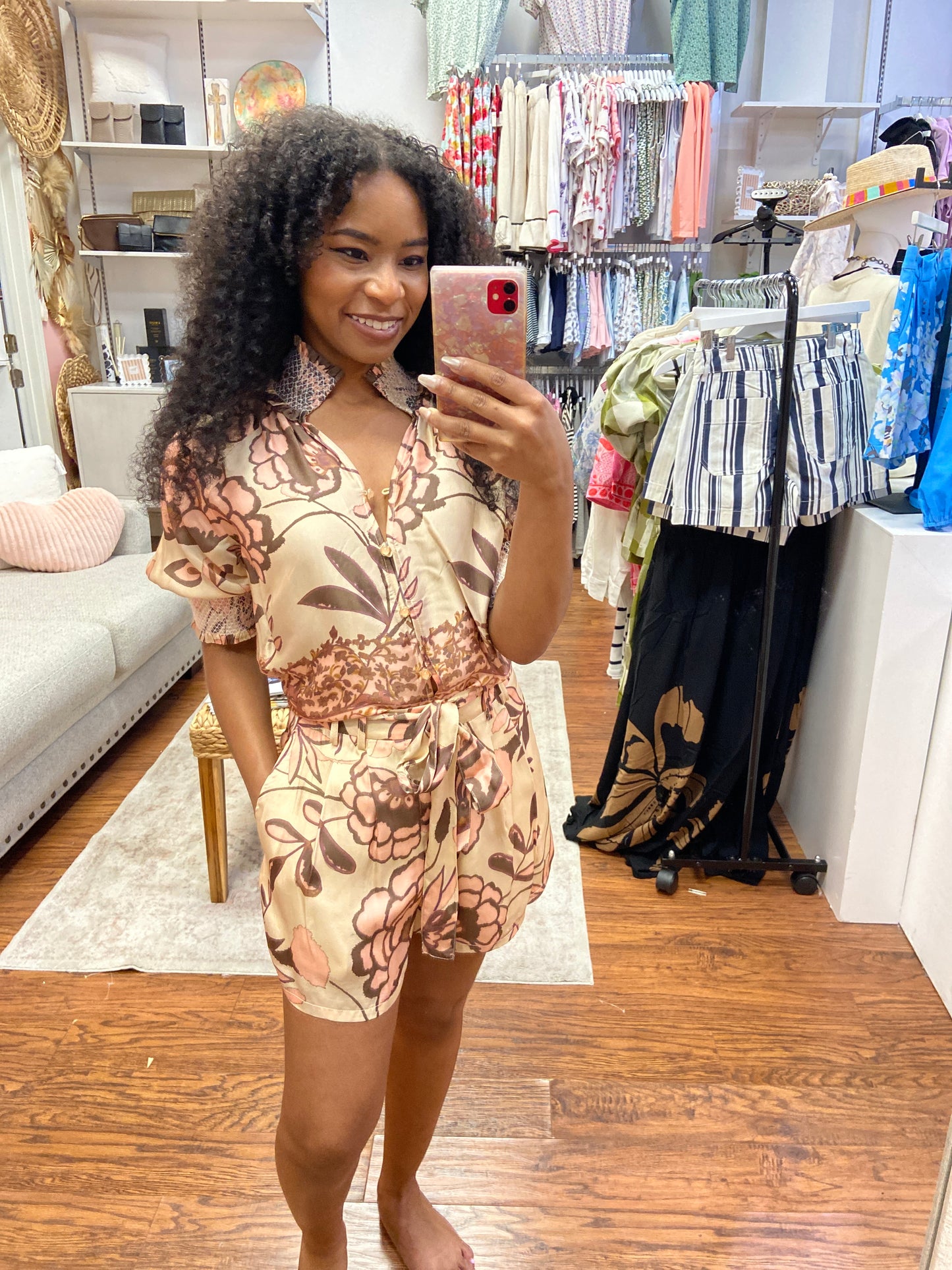SHUG Poppy Silk Floral Short Set