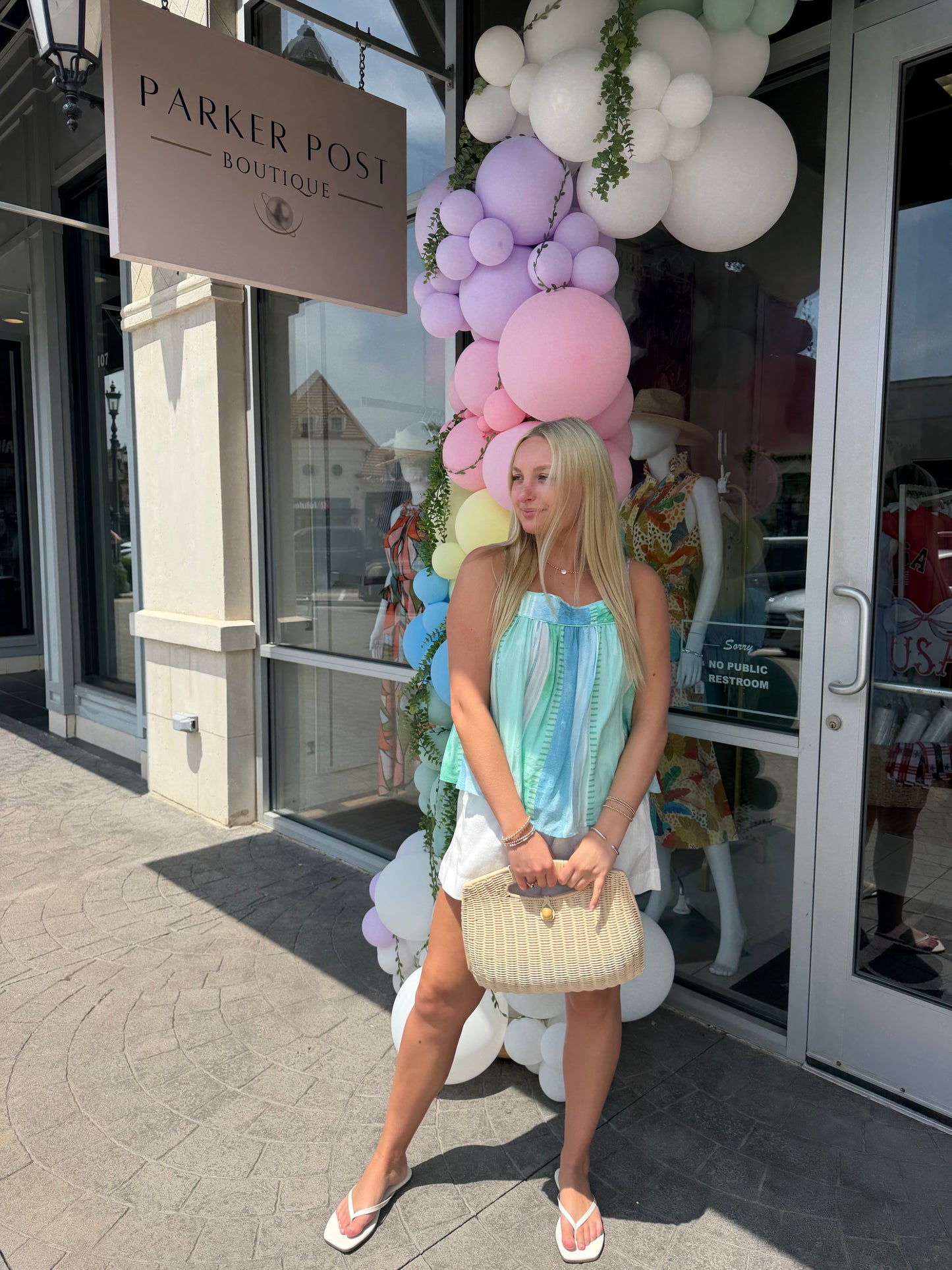 ELAN Blue Strovia A-line Flowy Top