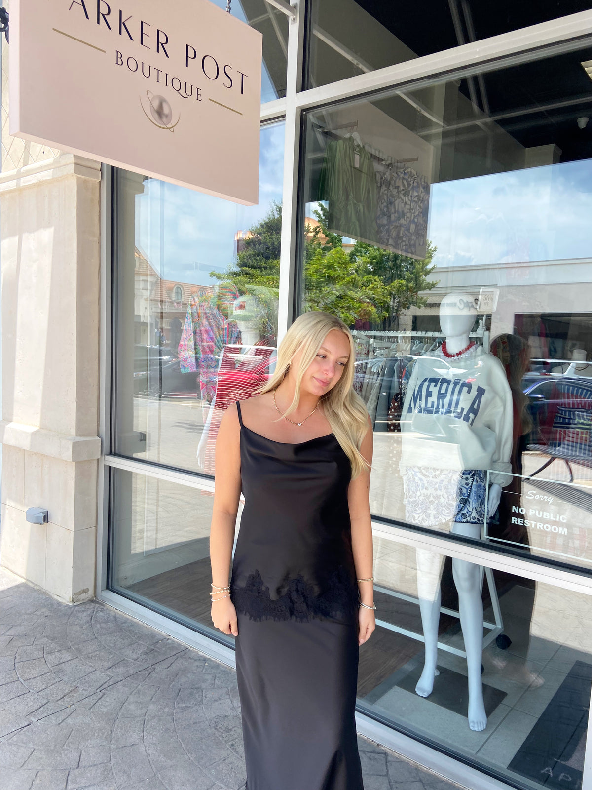 Stoney Black Cowl Neck Satin Cami Top