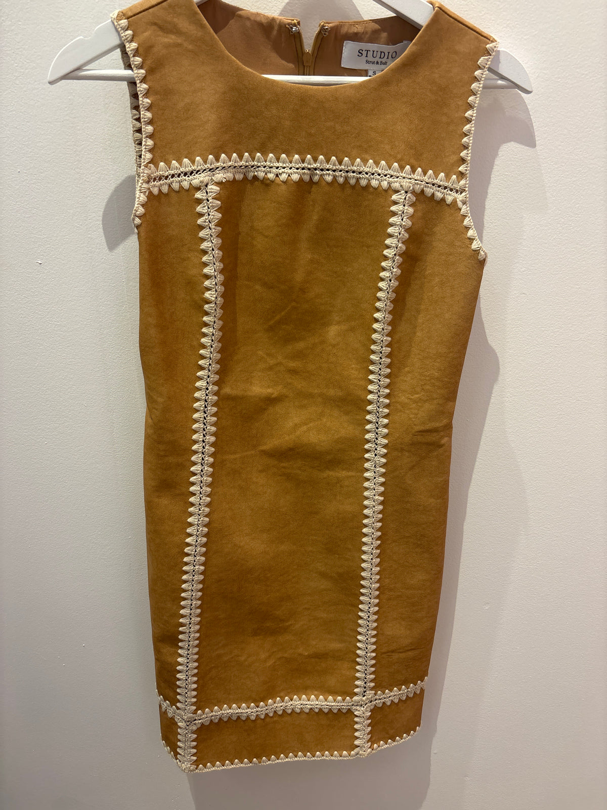 Chandler Sand Faux Leather Mini Dress