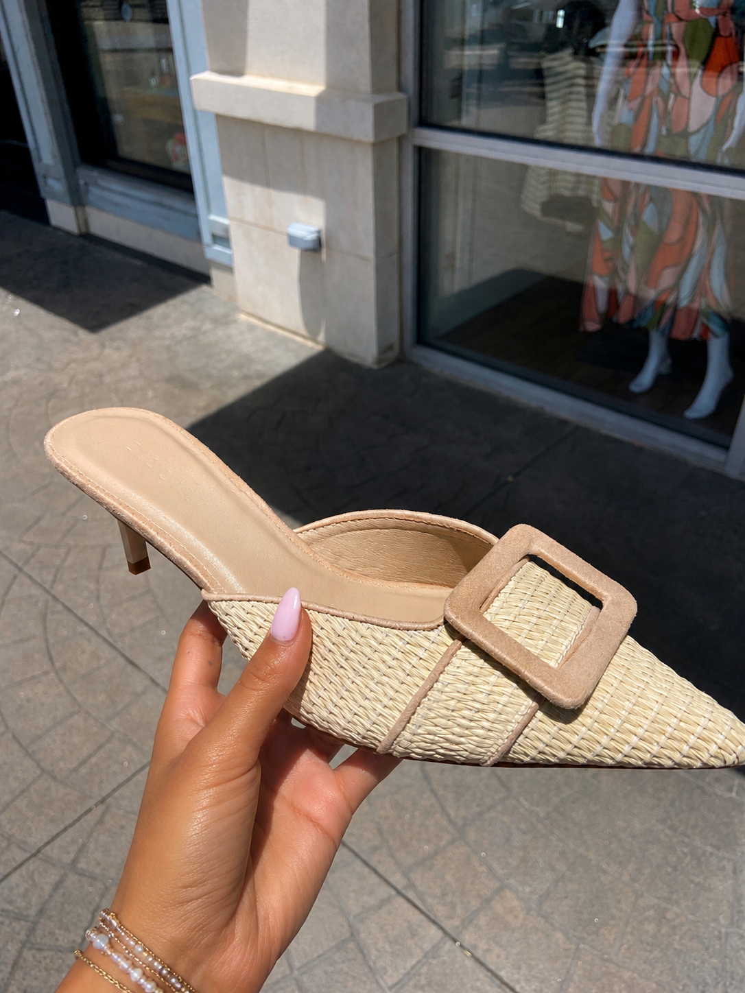 Marka Natural Raffia Kitten Heel