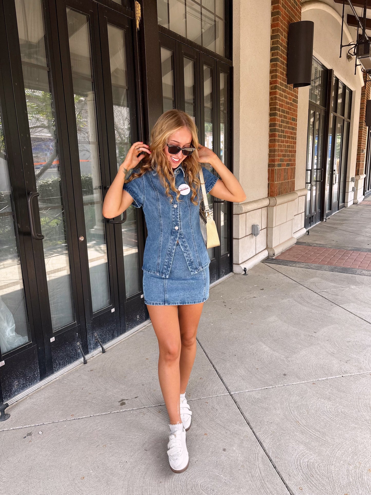 Mid Rise Denim Mini Skirt
