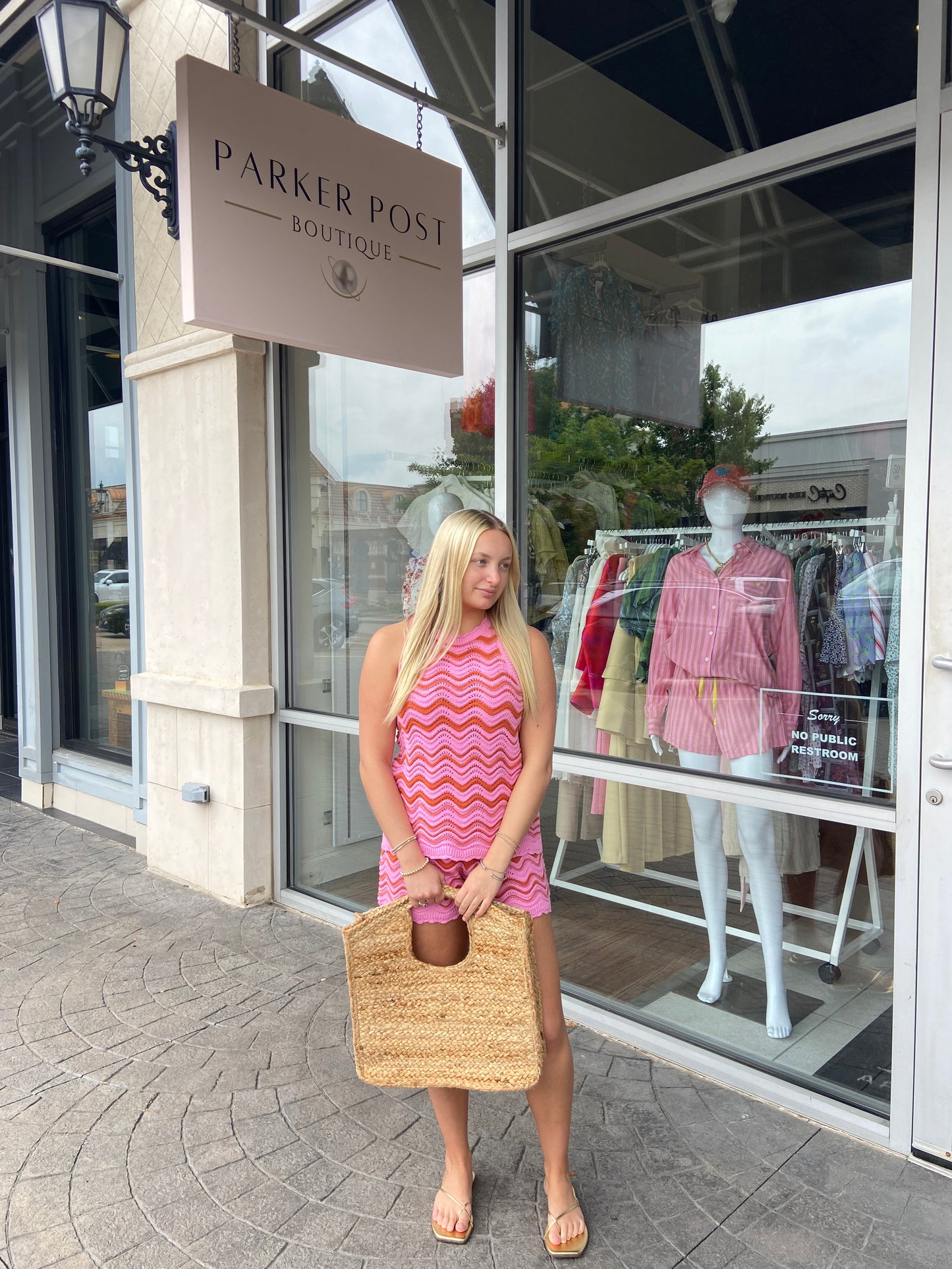 Carley Pink Chevron Short Set