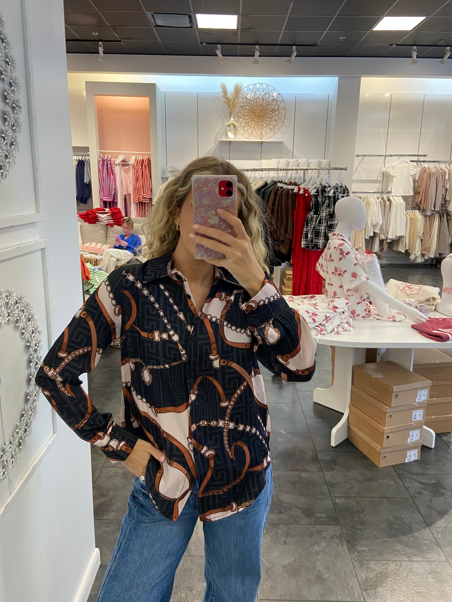 ASTRID Black Horsebit Button Down