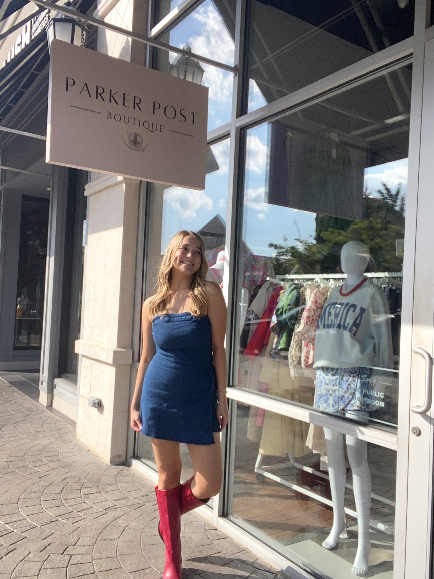 Game Day Dark Denim Strapless Wrap Skort Romper