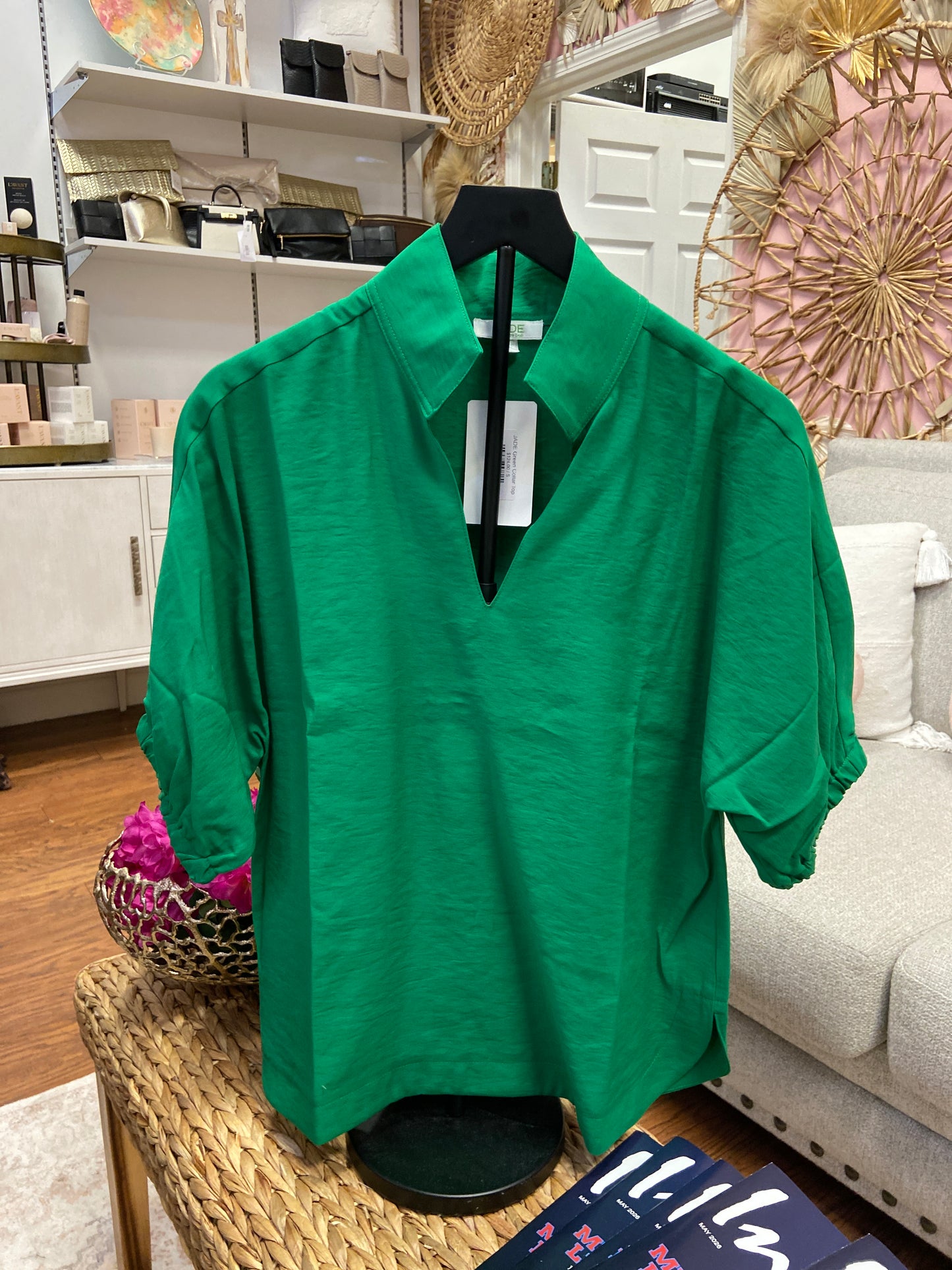 JADE Green Collar Top