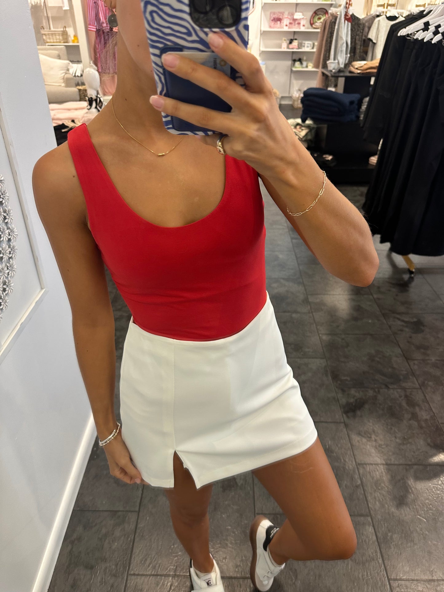 Winter White Mini Skirt with Shorts Lining