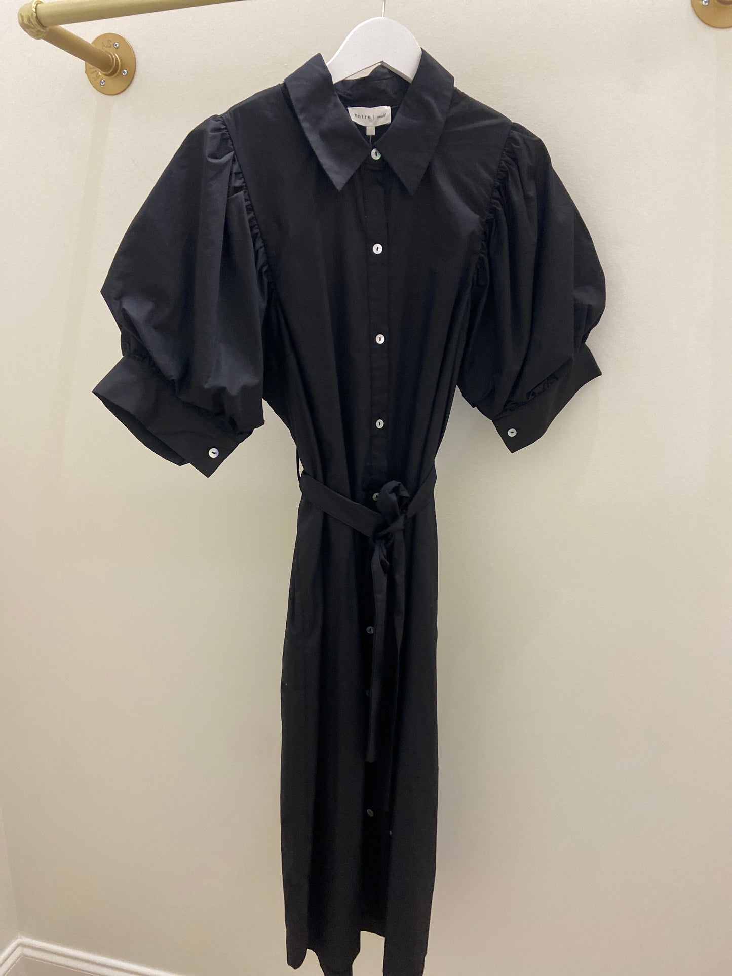 Ember Black Button Front Midi Dress