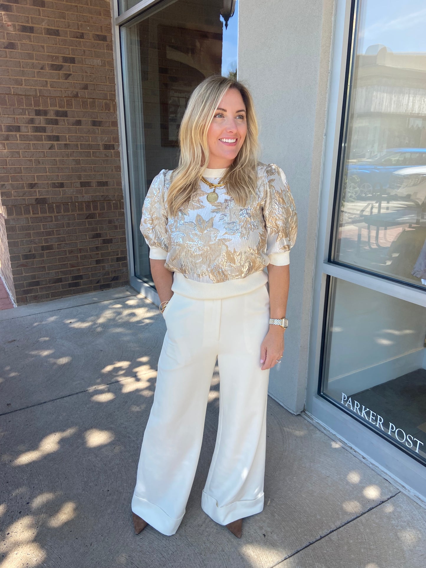 The Tammy Cream Foil Sweater