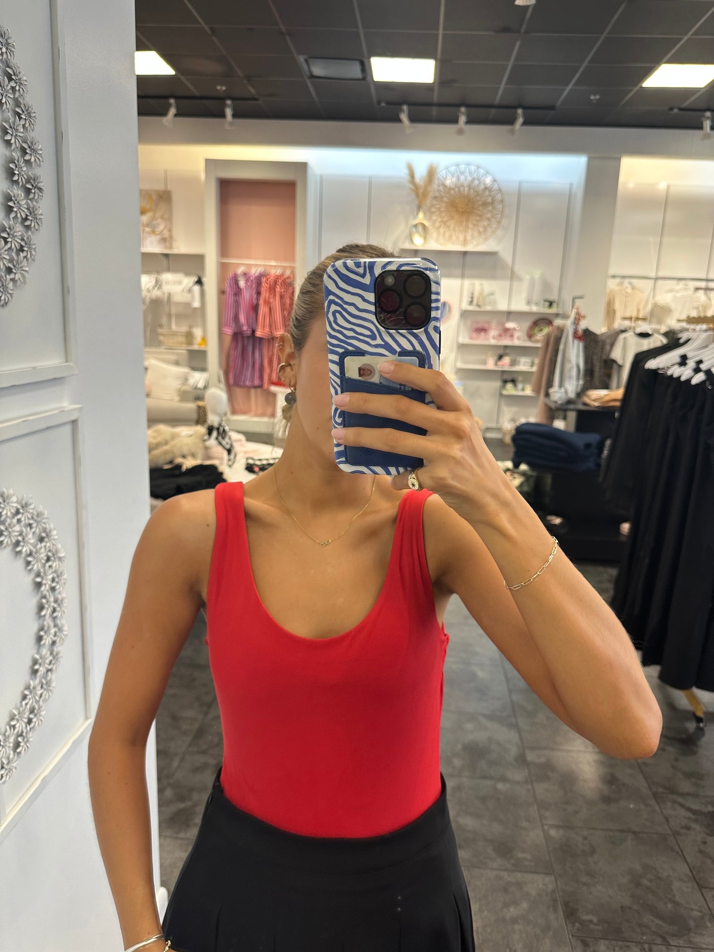 Red Round Neck Sleeveless Tank