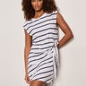 SANCTUARY White/Navy Stripe Side Tie T-Shirt Dress
