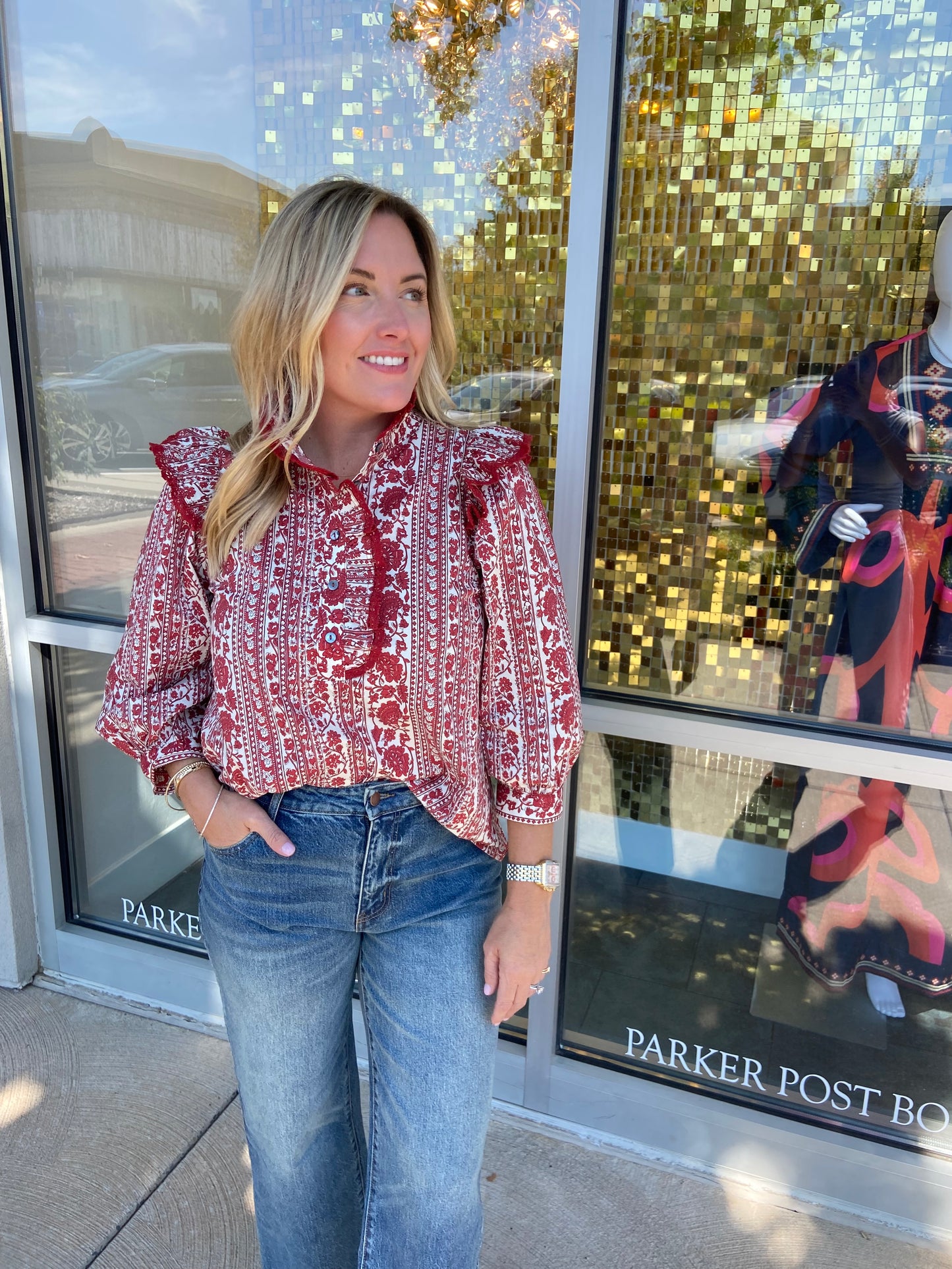 The Amelia Brick with Cream Button Up Top