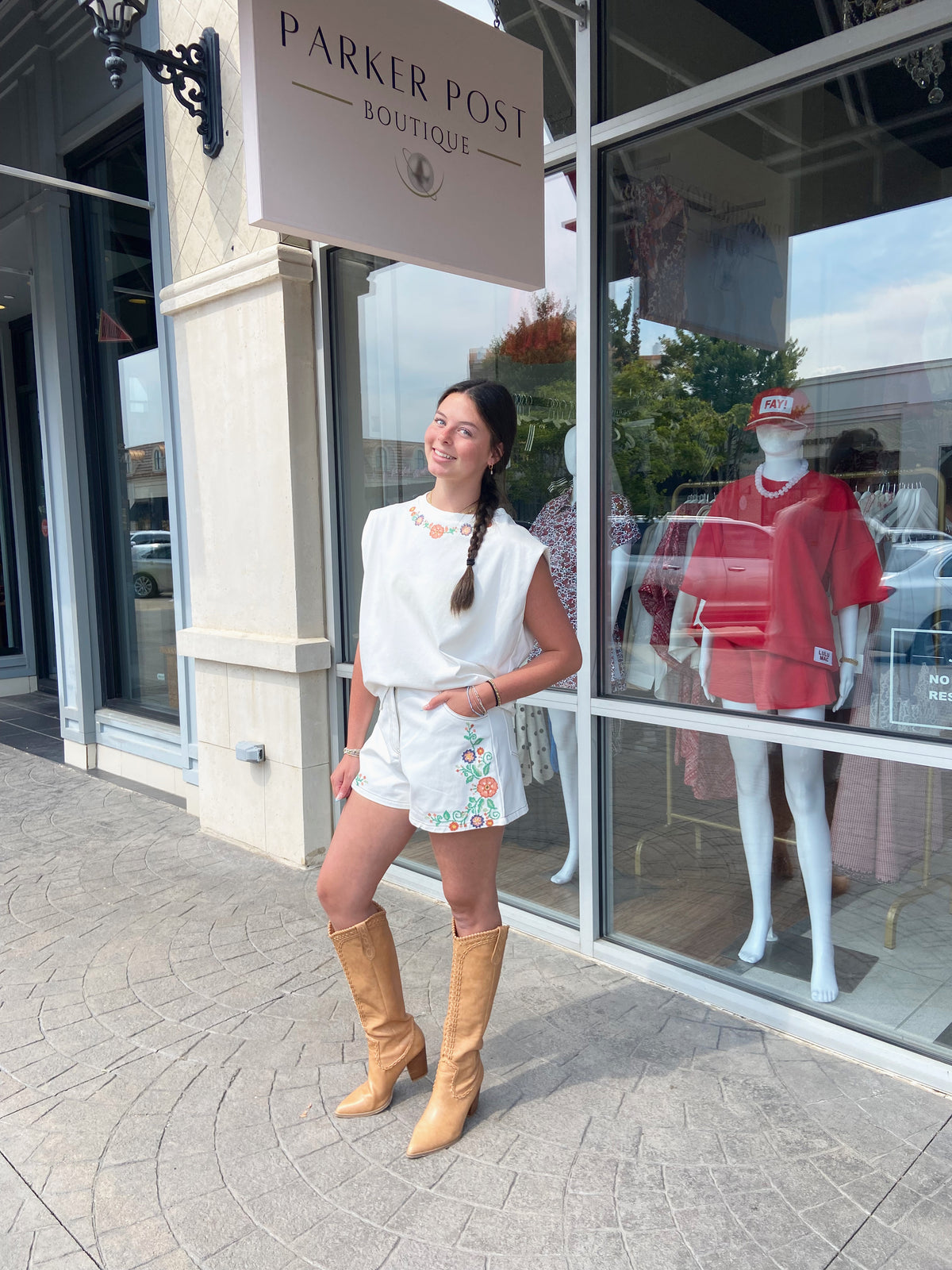 White Embroidered T-Shirt and Shorts Set
