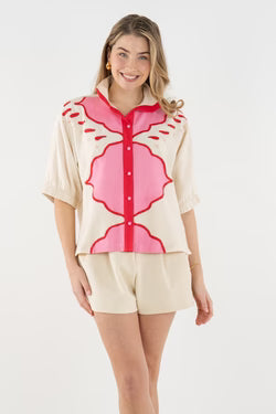 EMILY McCARTHY Pink Palace Linen Bonny Top