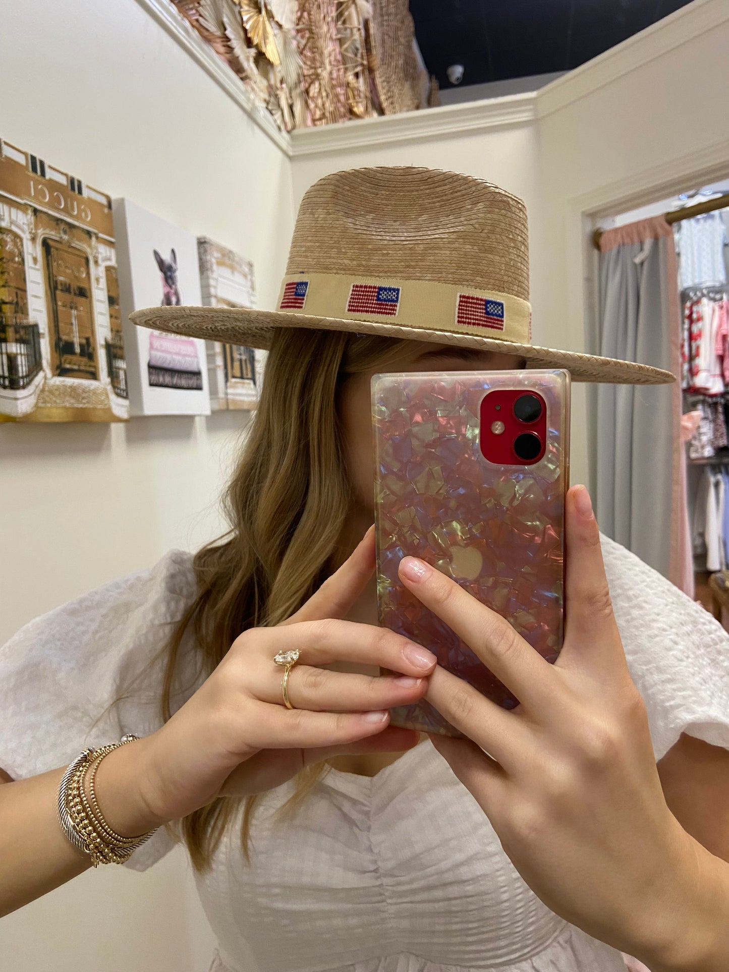 Ivory America Flag Palm Hat