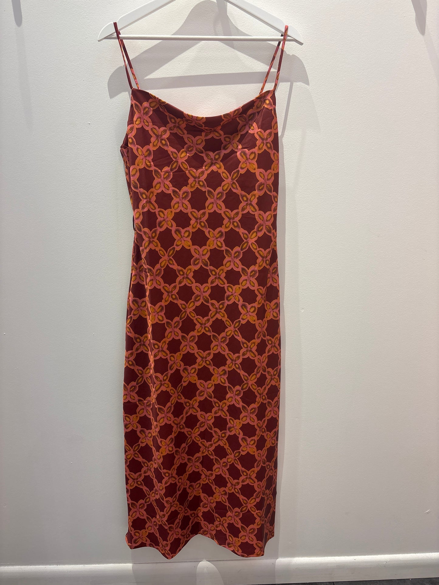 Helana Burgundy Multi Slip Midi Dress