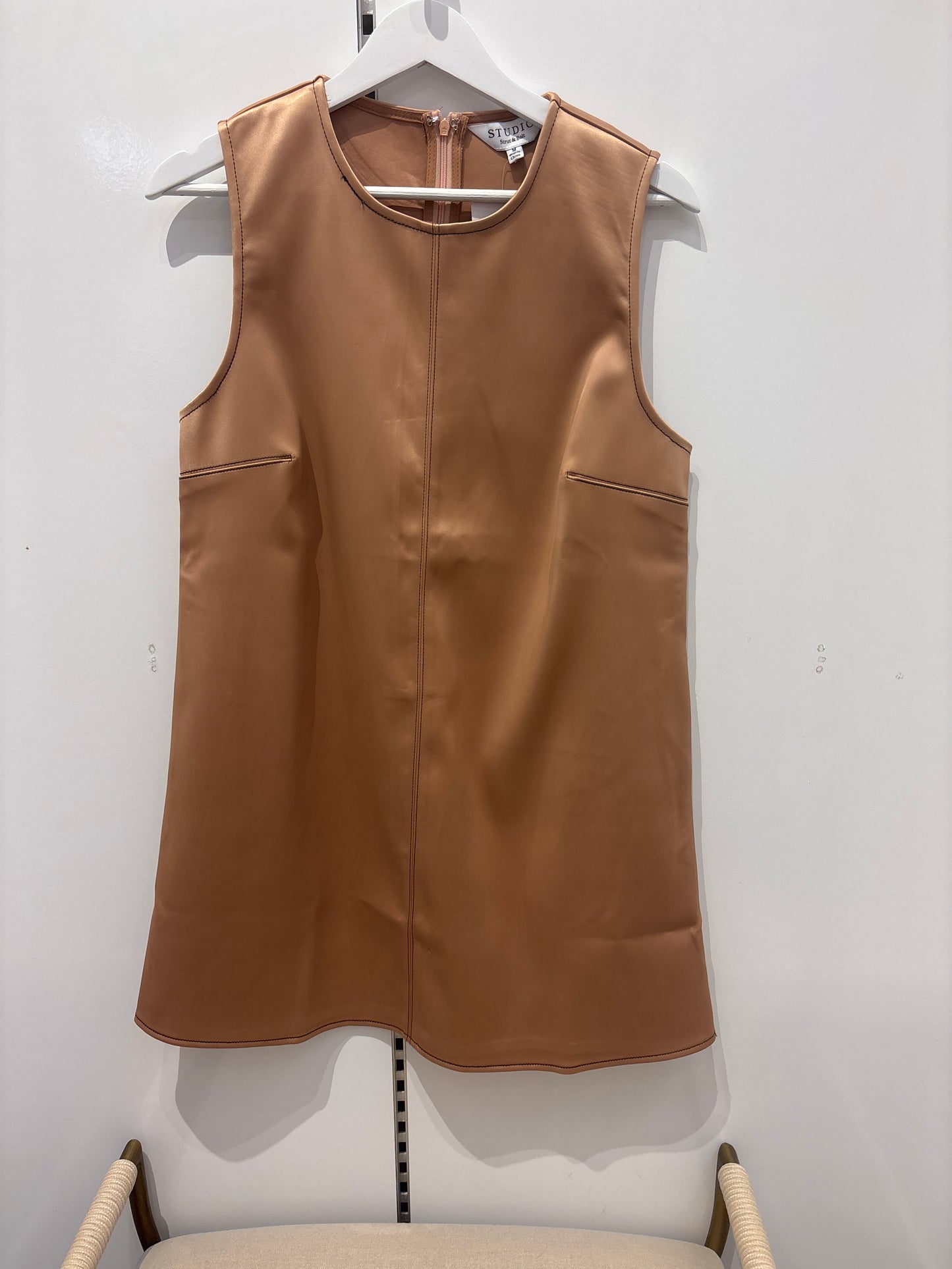 Saige Contrast Stitch Satin Mini Dress