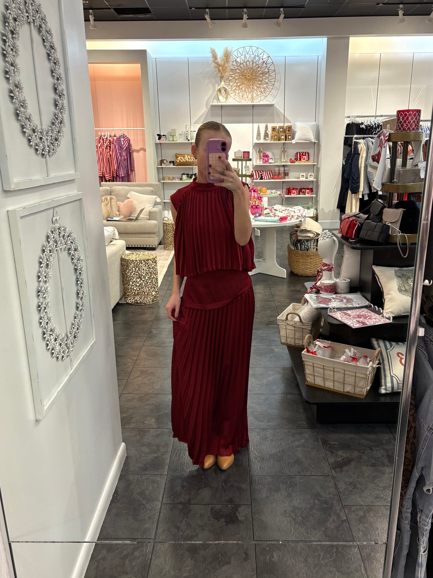 Smokin' Burgundy Two Piece Skirt Set