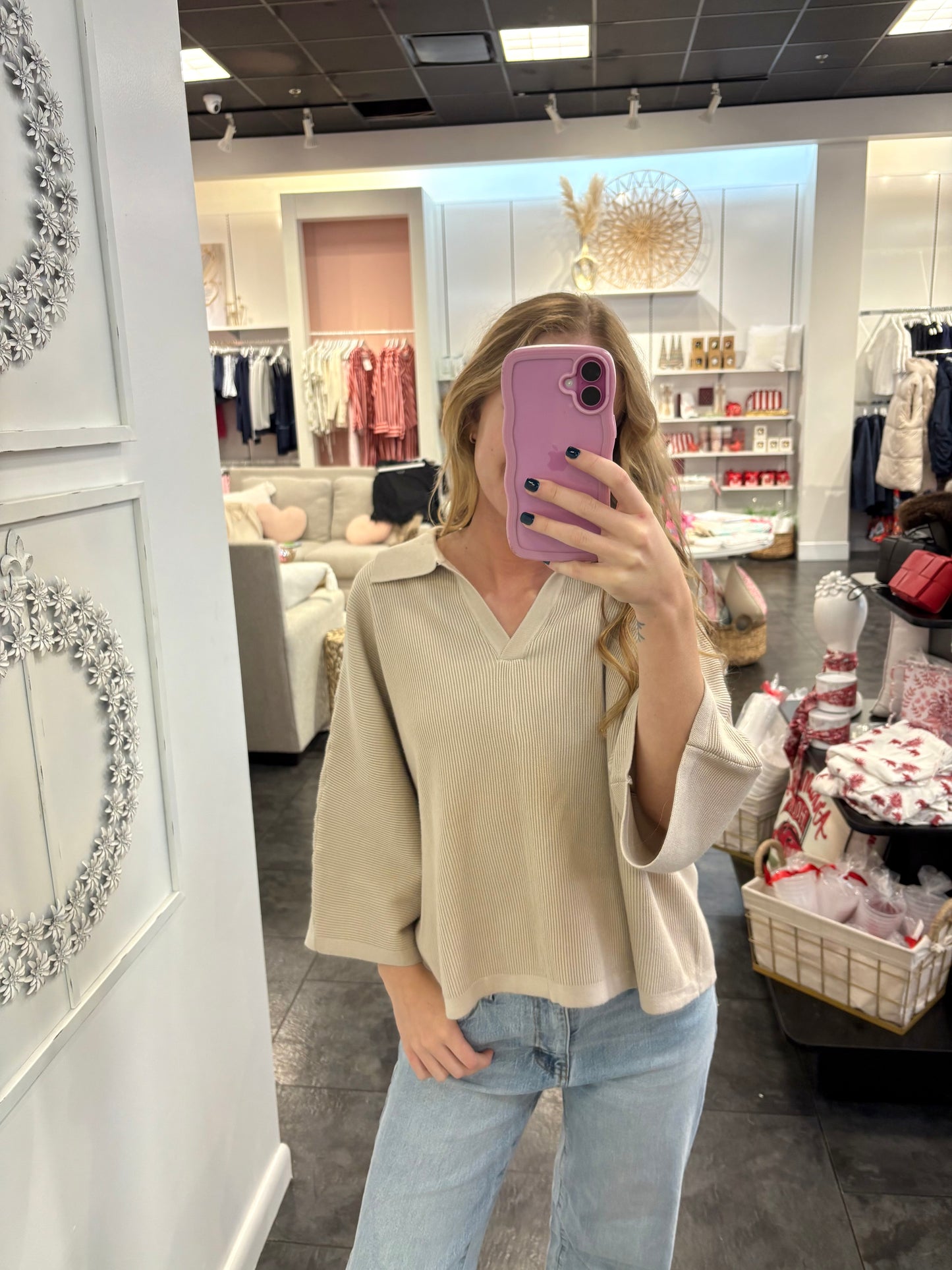 Amber Stone Ribbed Sweater