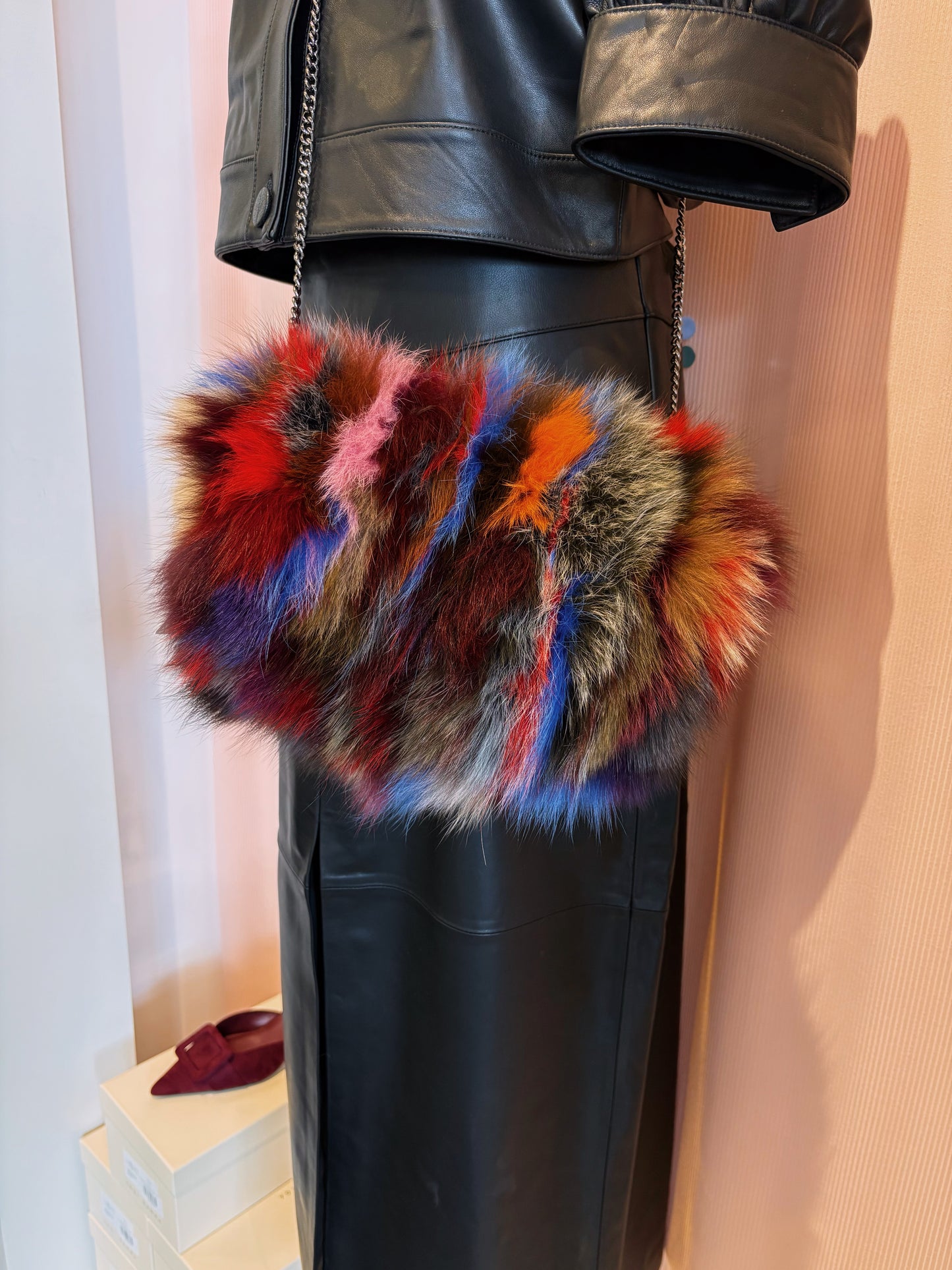 Multicolor Fox Fur Muff Handbag