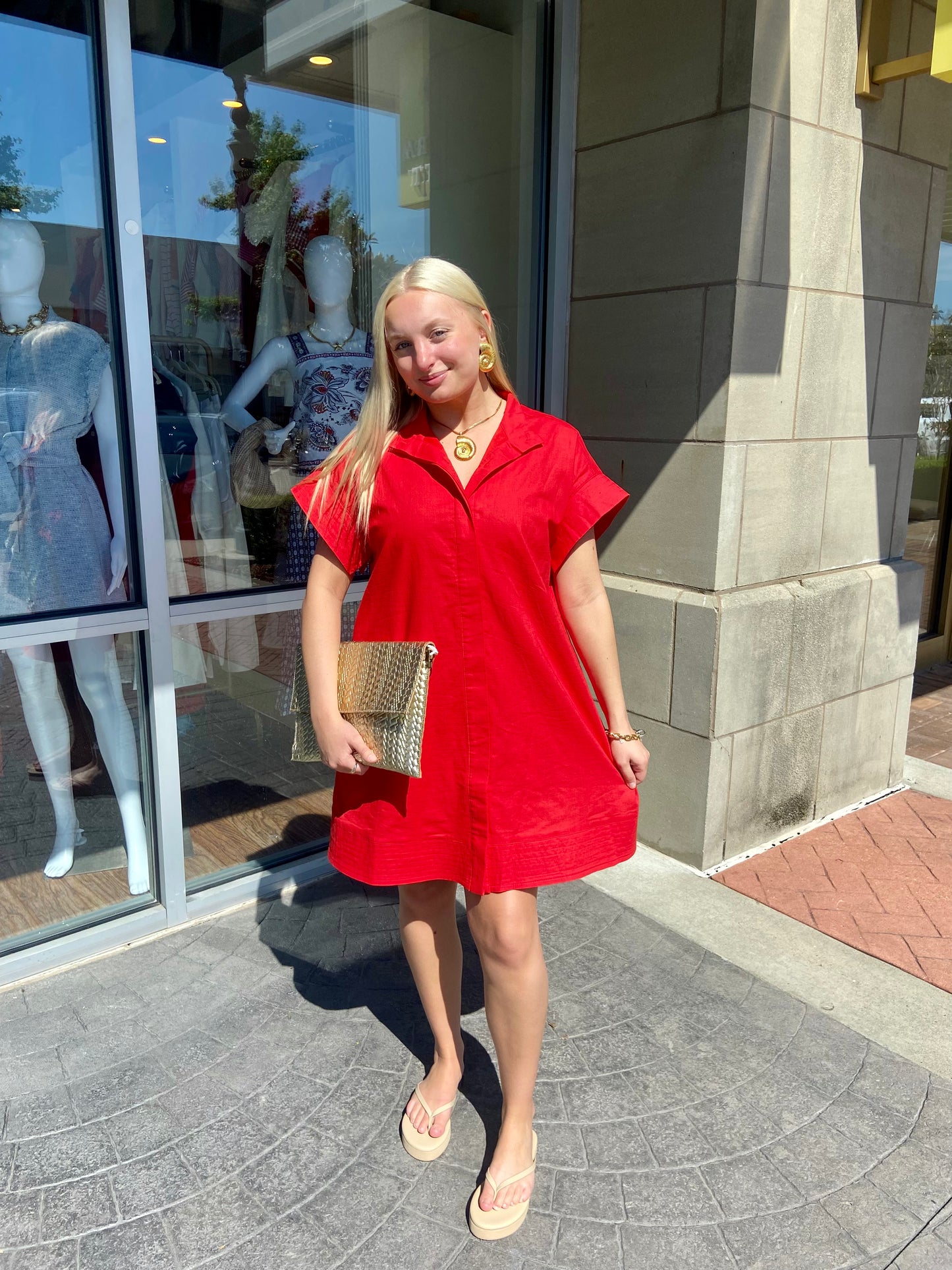 Candy Apple Linen Mini Dress