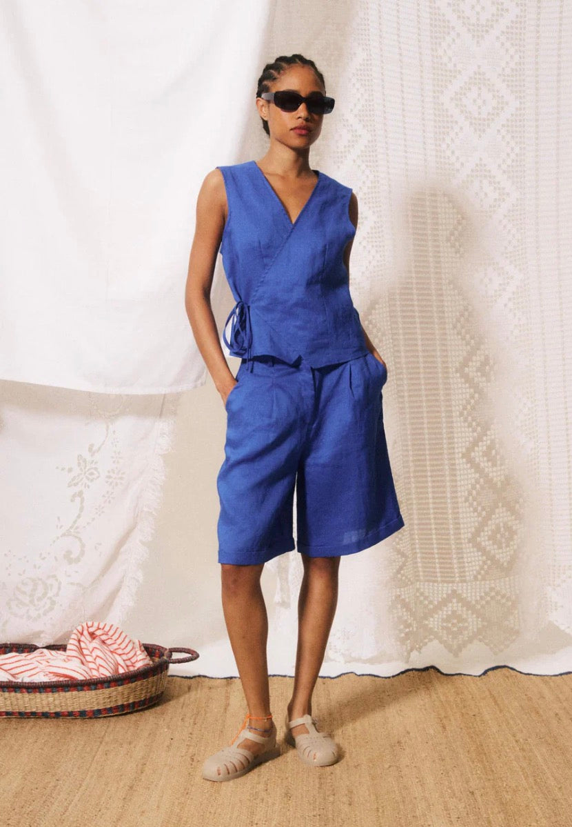 FRNCH Electric Blue Saverio Vest and Short Set