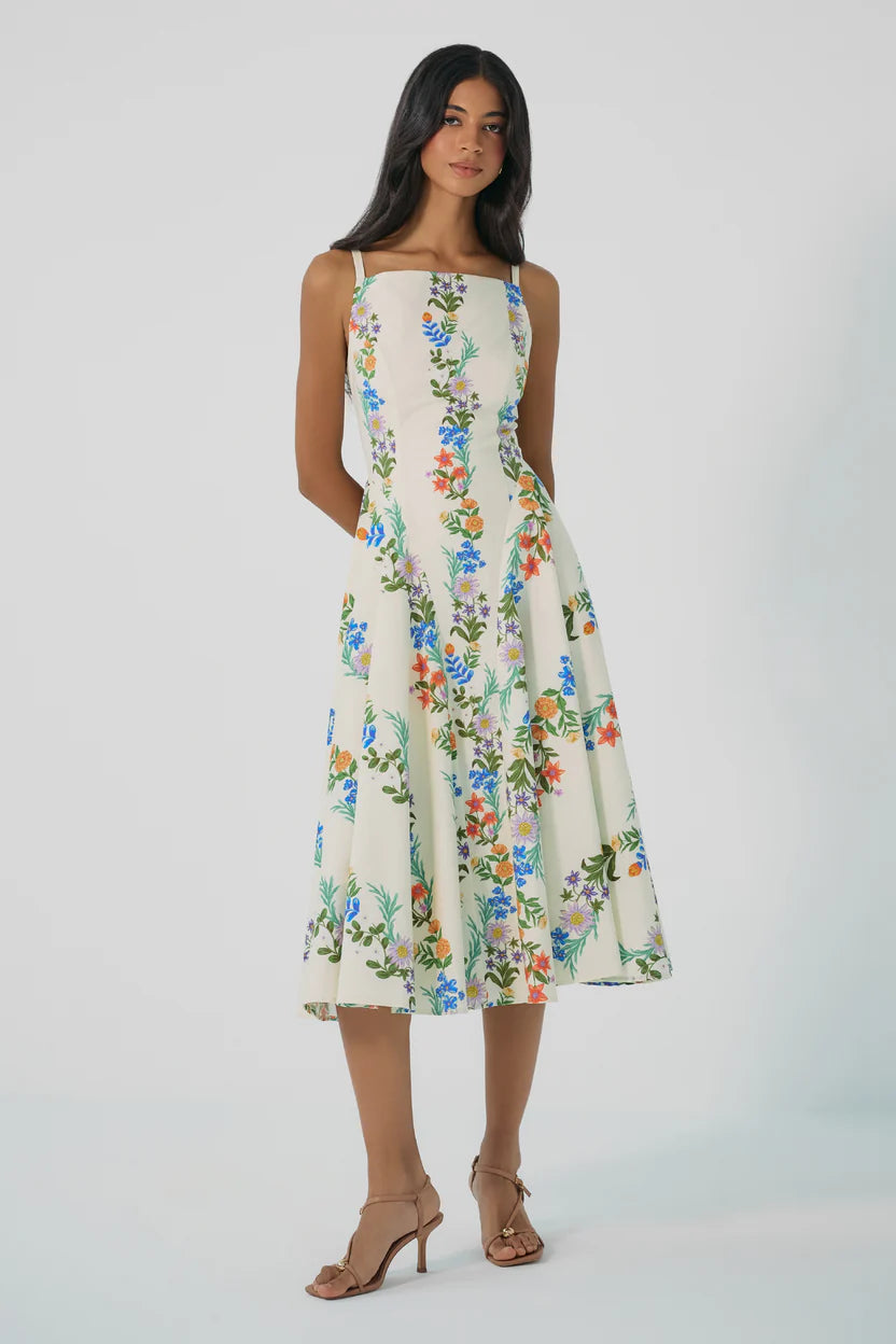 HUTCH Ivory Multi Folksy Caterina Maxi Dress