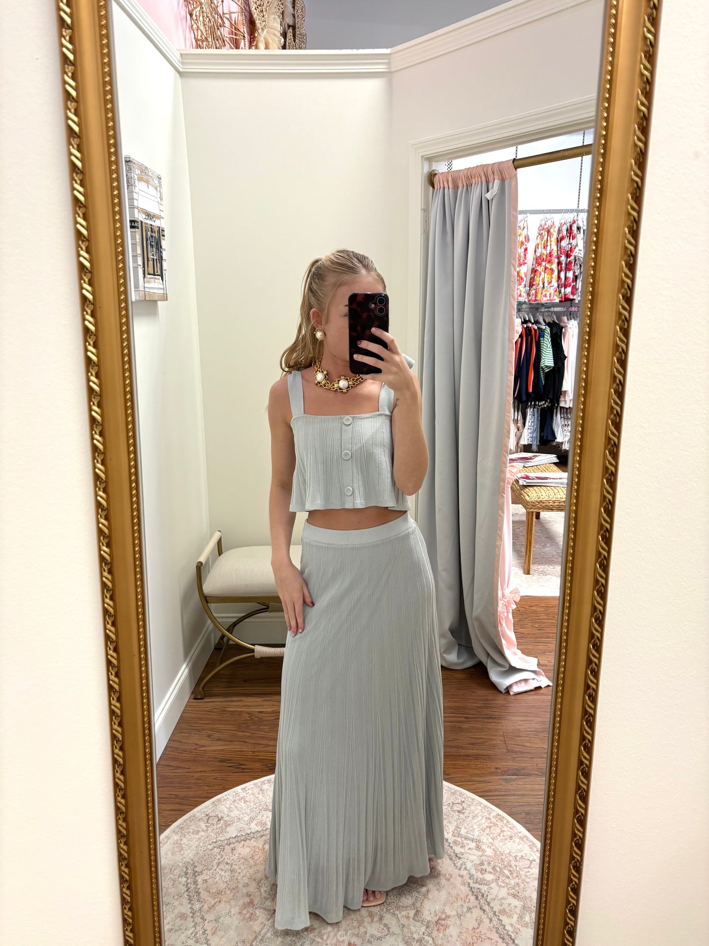 Sicily Mint Green Maxi Skirt Set