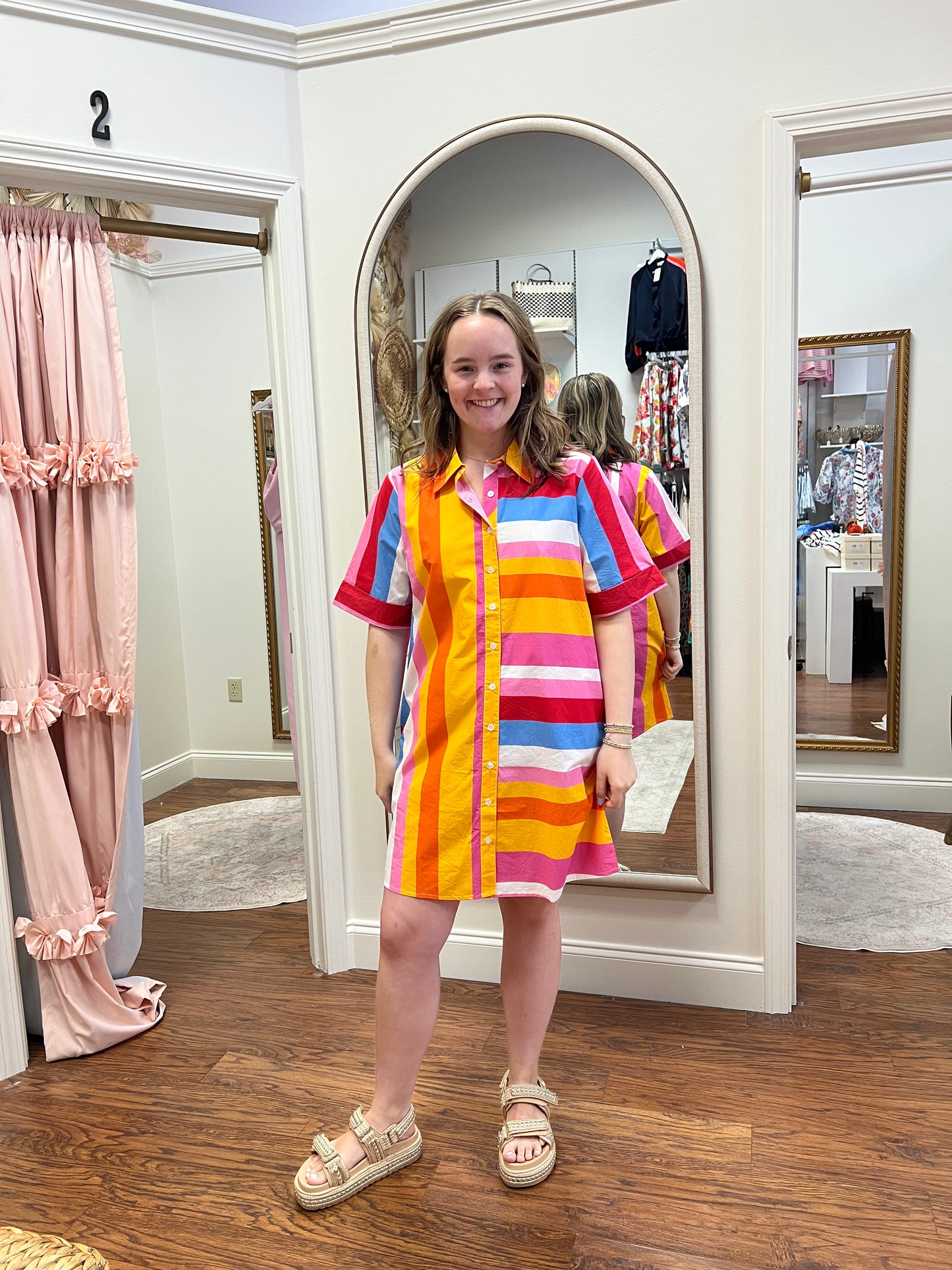 Gigi Pink Color Blocked Dress