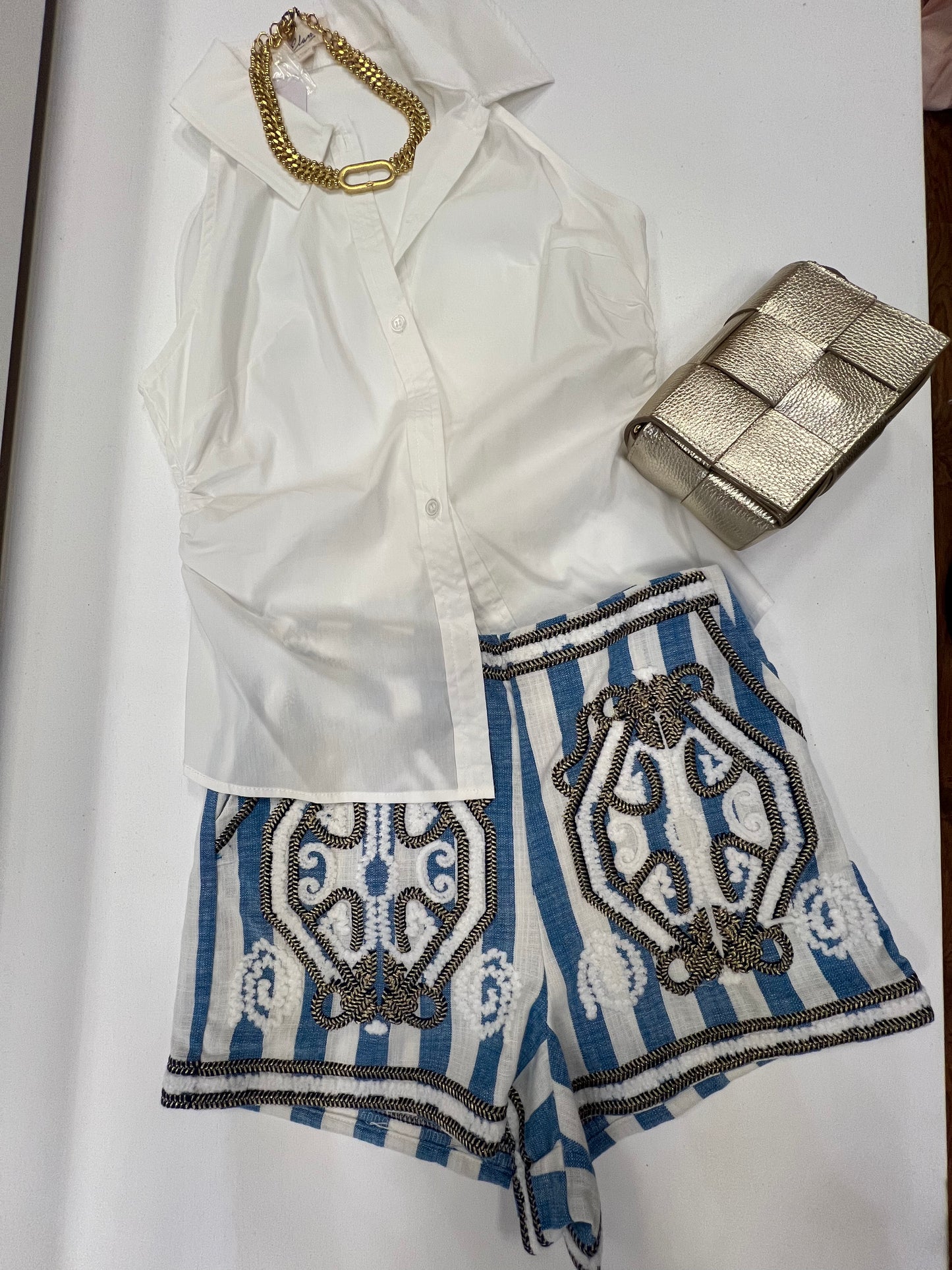 White Collar Halter Top