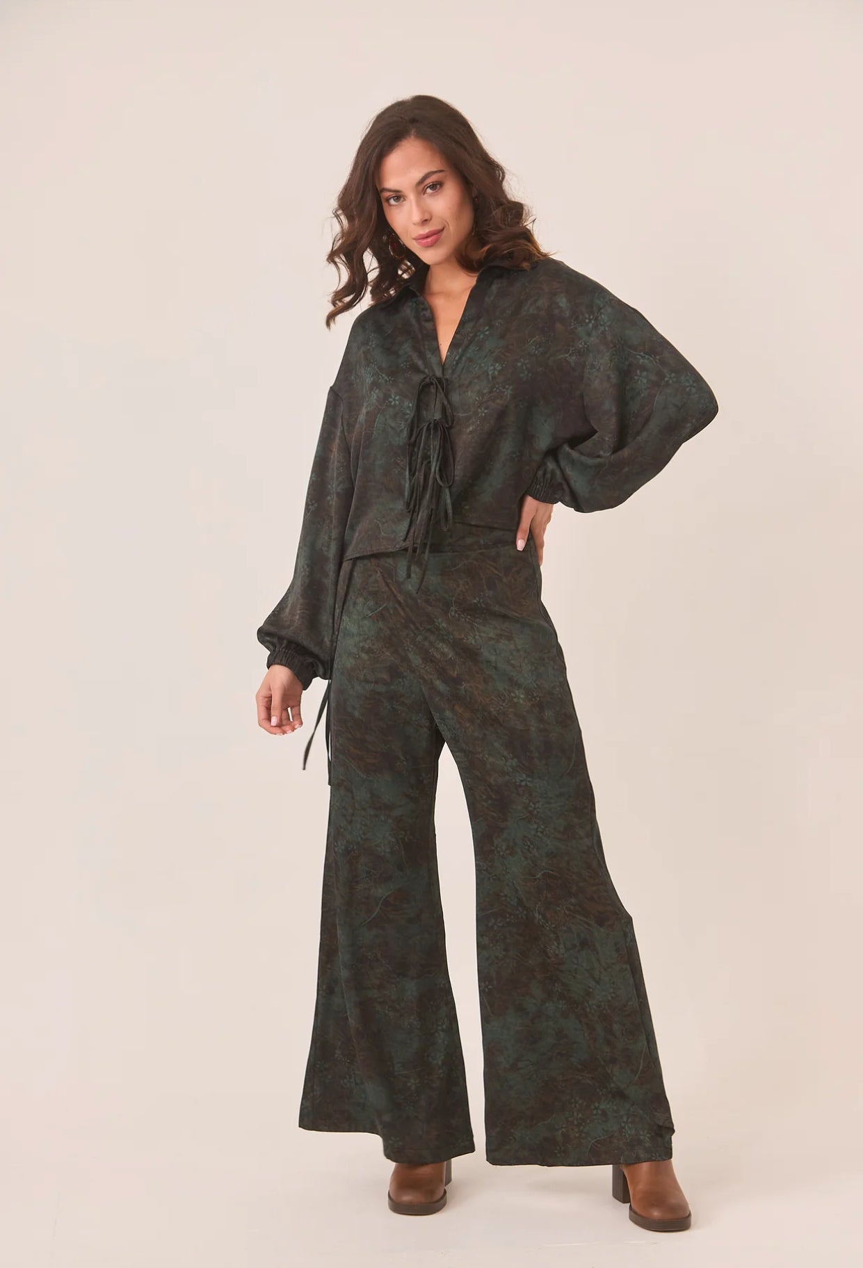 Suna Printed Silky Sarong Pant Set